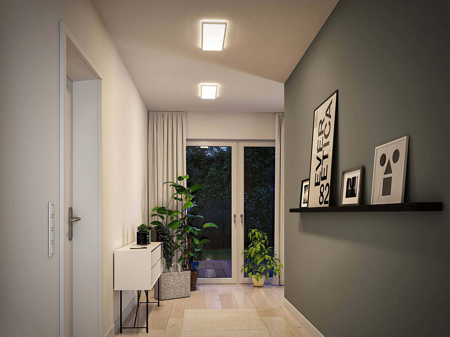1-Flammig Atria Shine Panel LED-Deckenleuchte Aluminium Weiß