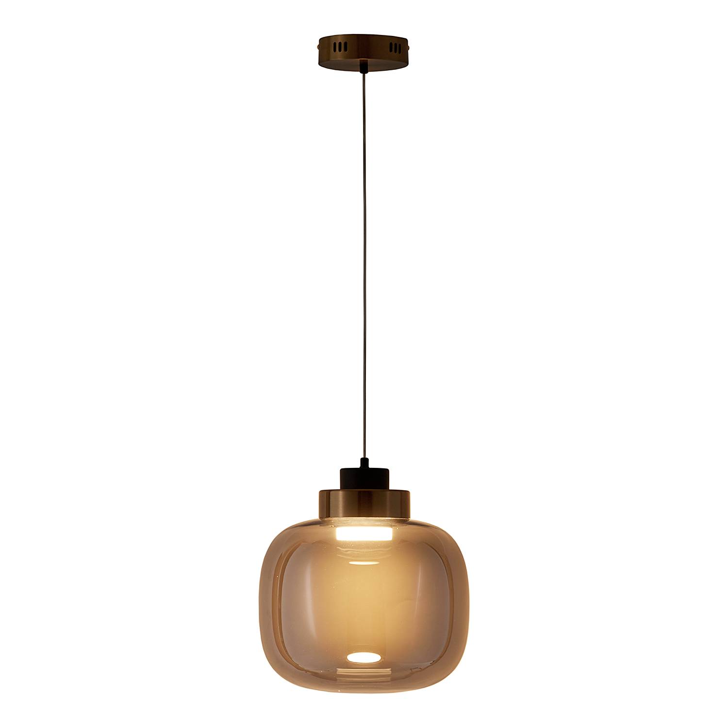 1-Flammig Exemlar Smoky Pendelleuchte Rauchglas Aluminium