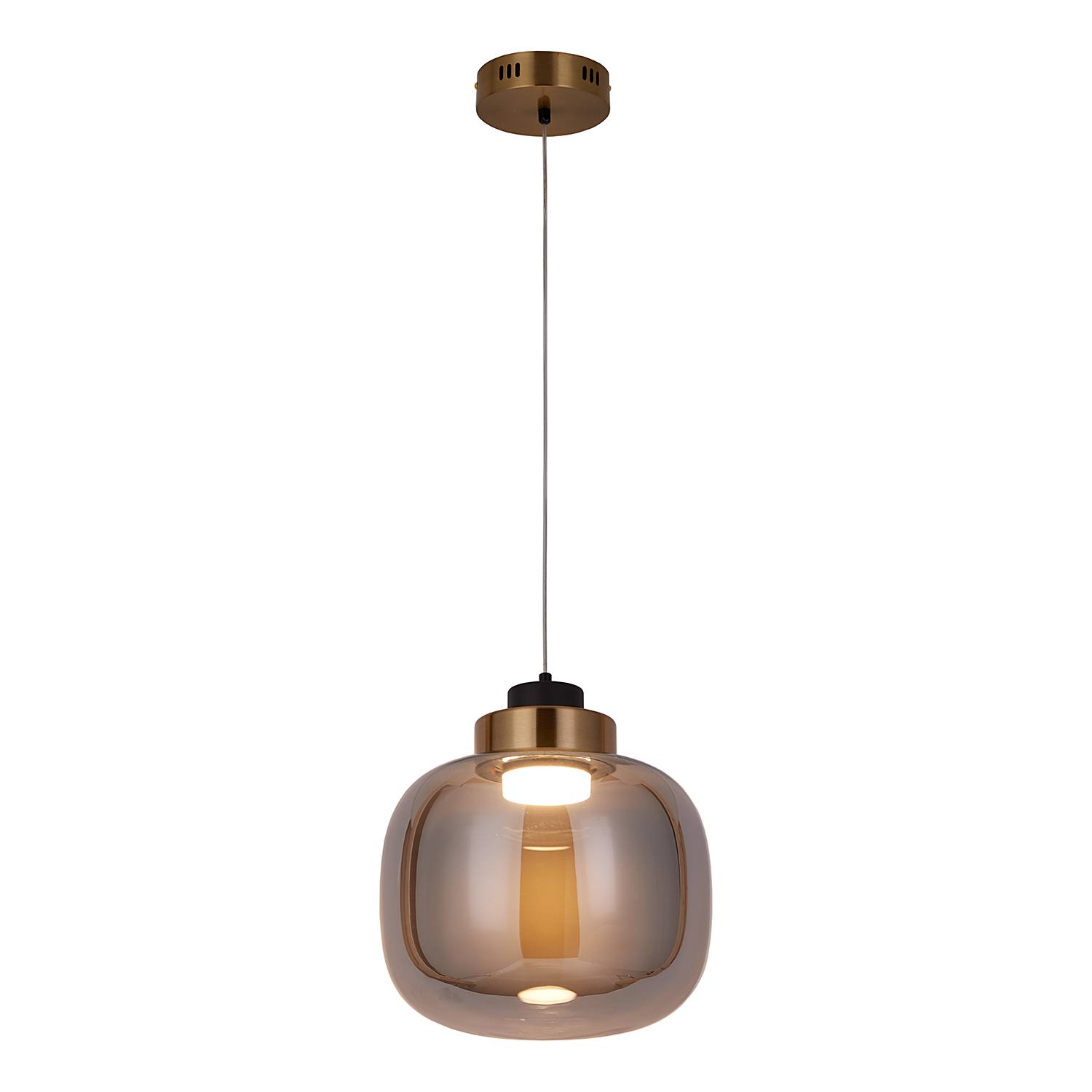 1-Flammig Exemlar Smoky Pendelleuchte Rauchglas Aluminium