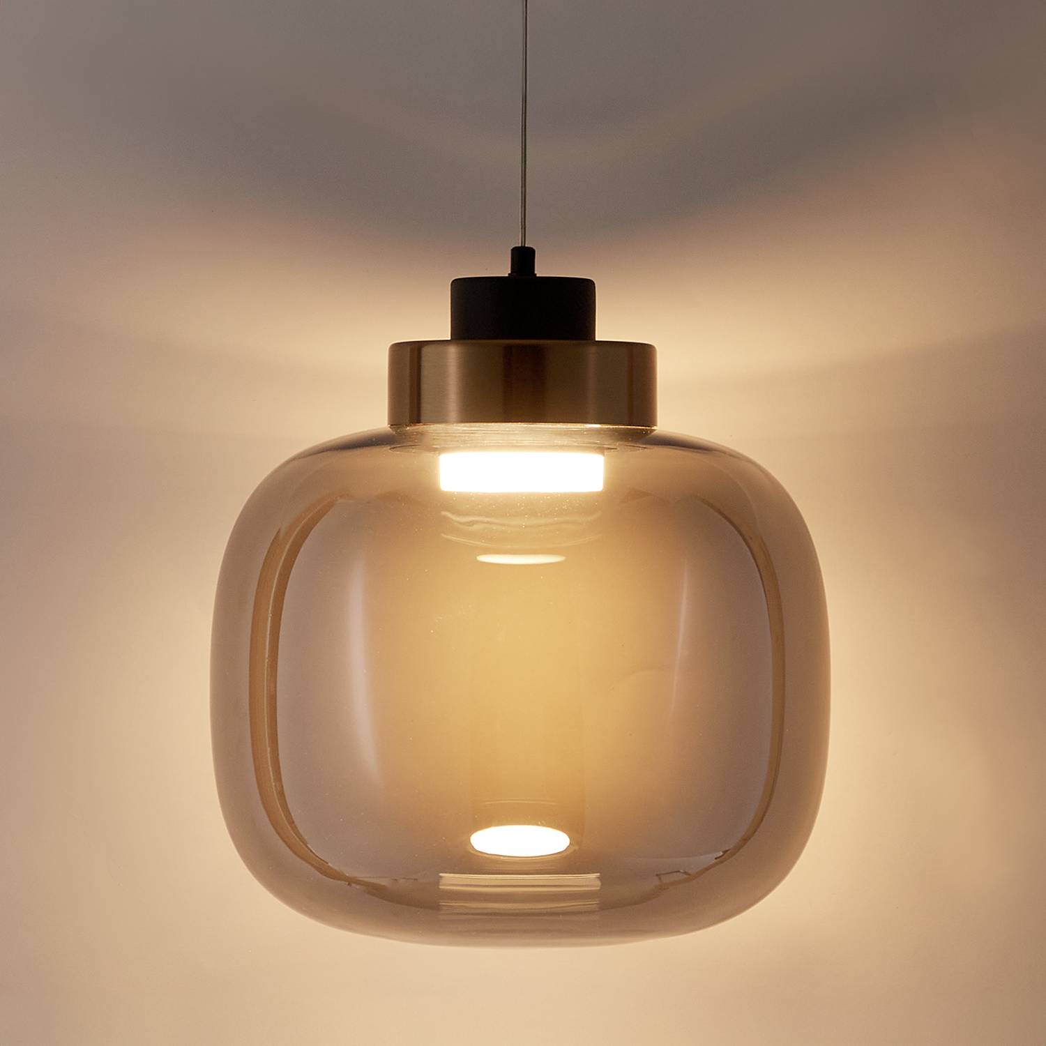 1-Flammig Exemlar Smoky Pendelleuchte Rauchglas Aluminium