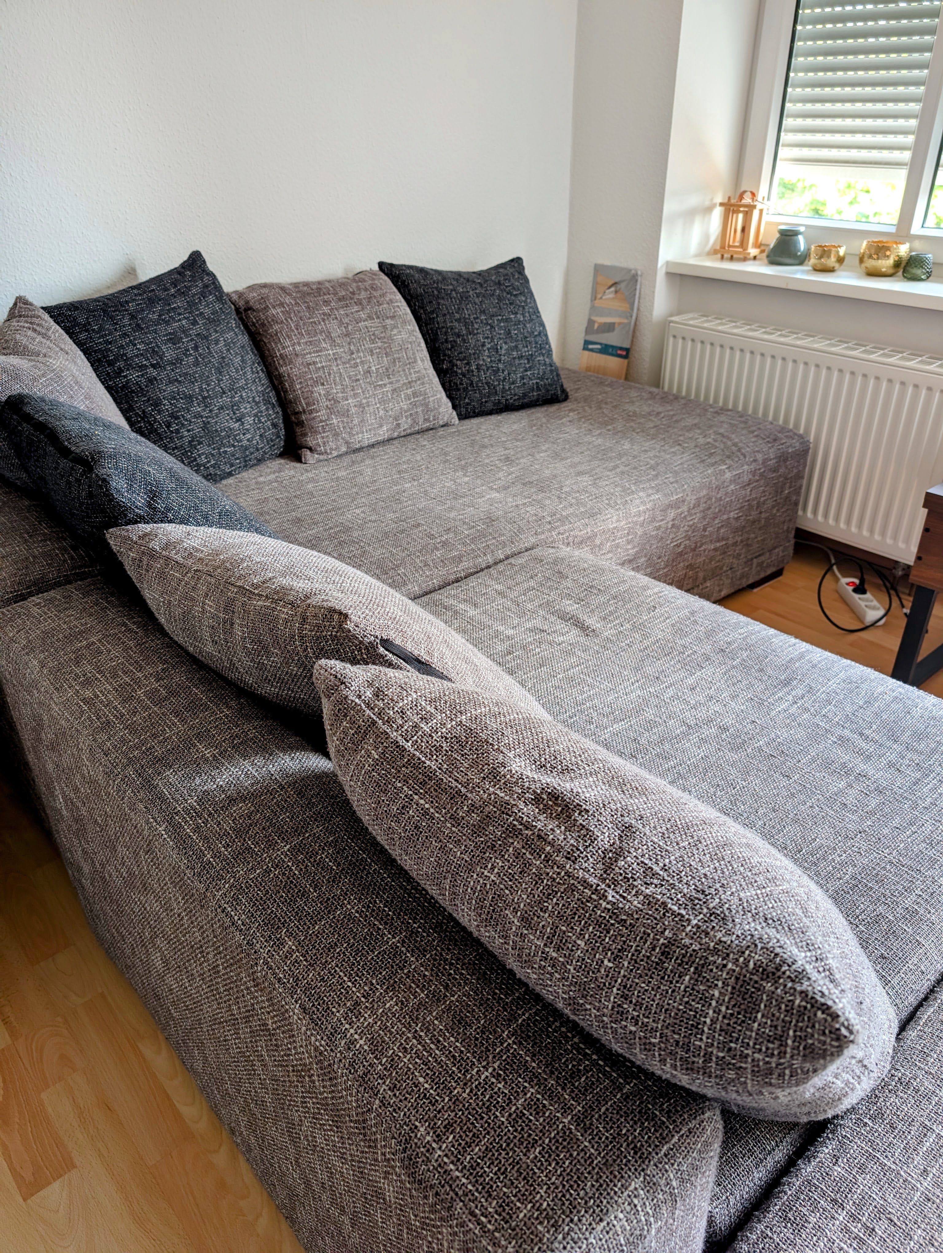 Set of 4 Modular Sofa Grey and Ottoman