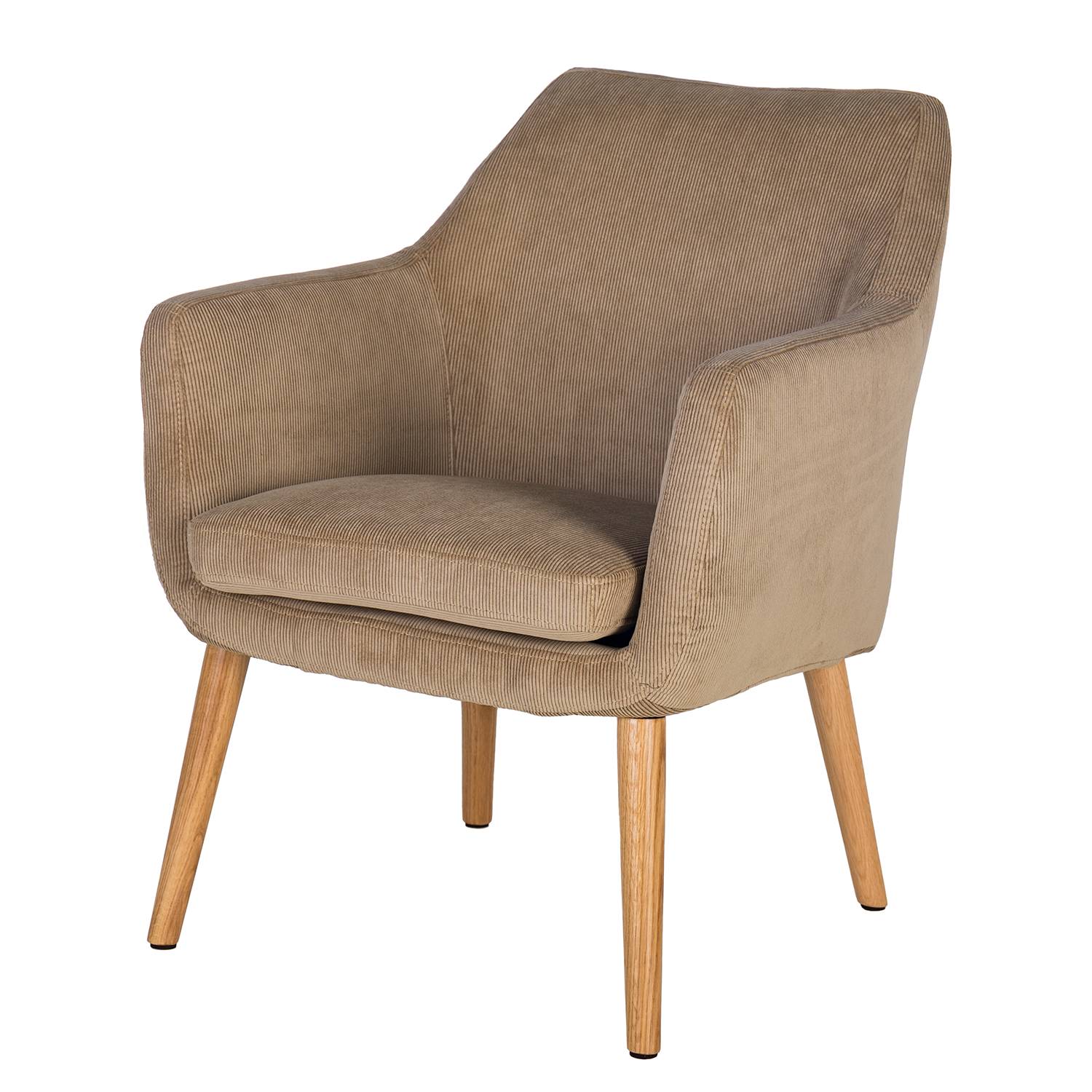 Poltrona lounge NICHOLAS in velluto a coste beige