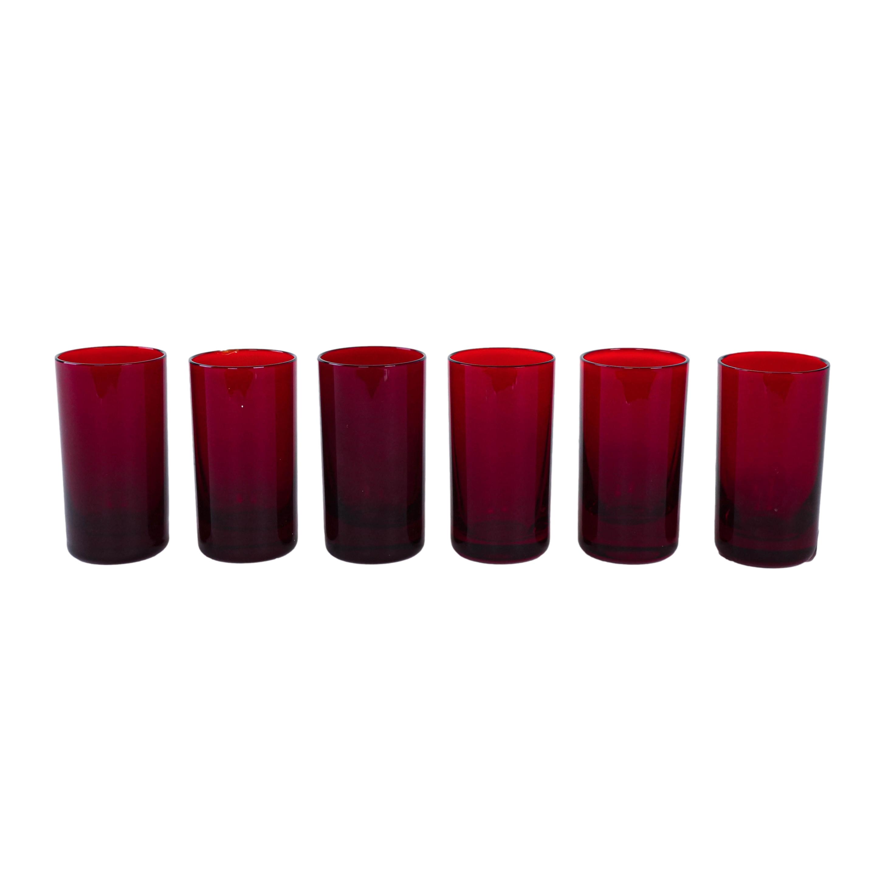 Gläser 6er Set Rubyfarbe