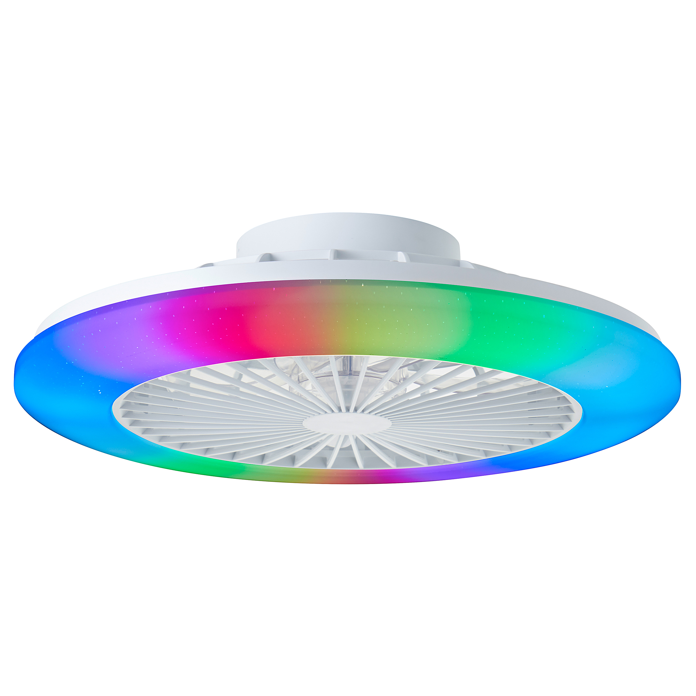 Salerno LED ceiling fan 1-light iron pine white