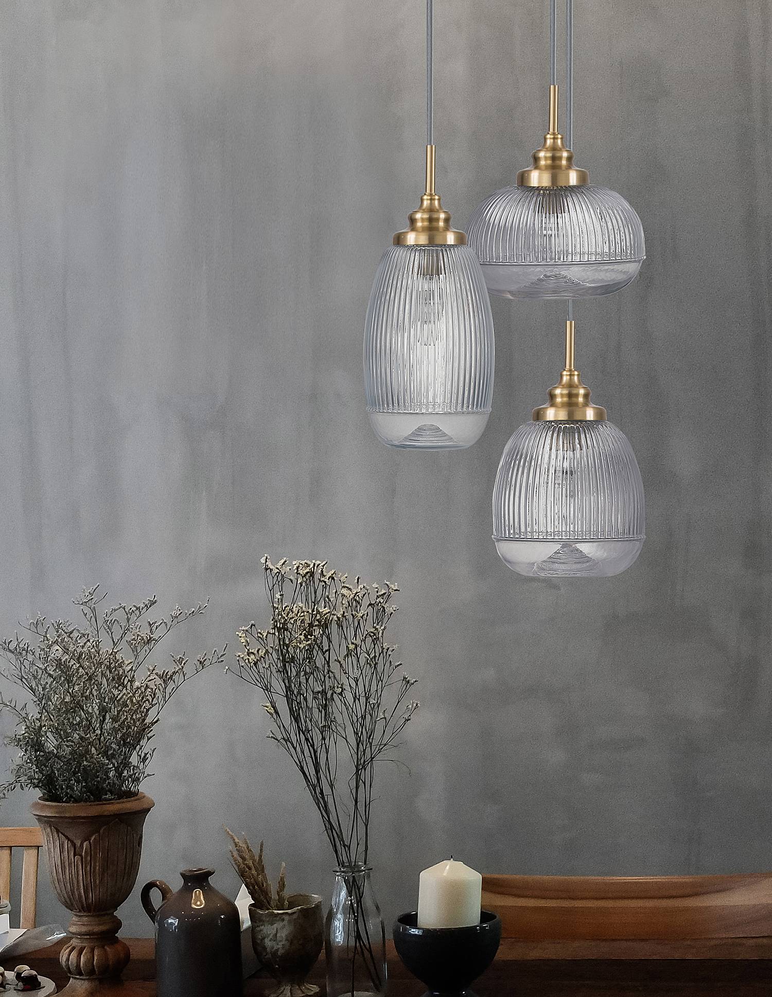 Pendant light Moon Type D Clear glass Aluminum