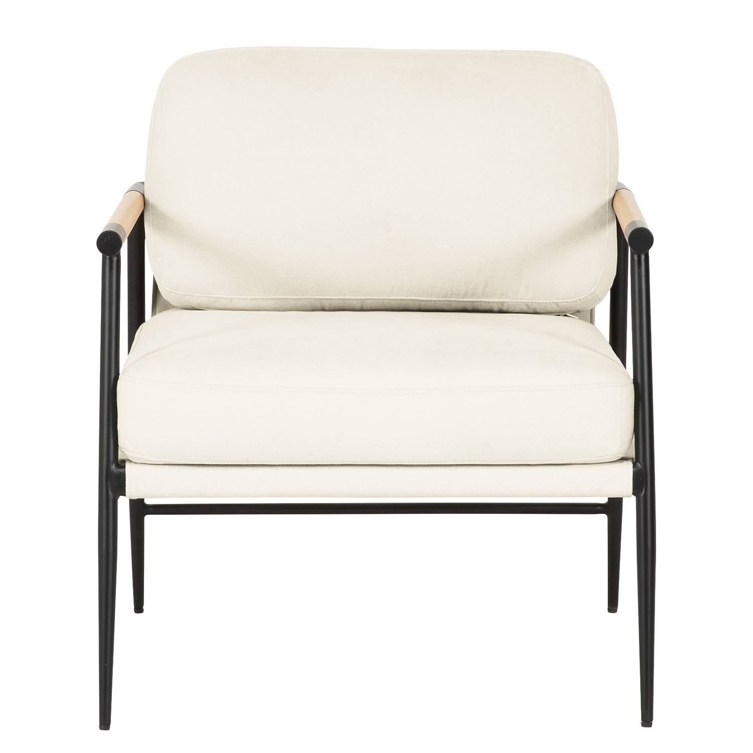KOCANUS Lounge Chair Woven Fabric Iron Cream