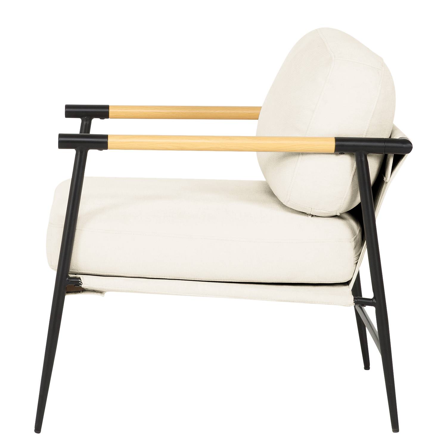 KOCANUS Lounge Chair Woven Fabric Iron Cream