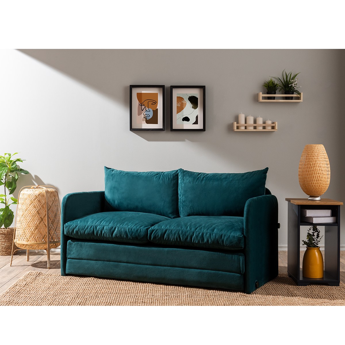Saga Xl Divano letto 2 posti Verde petrolio