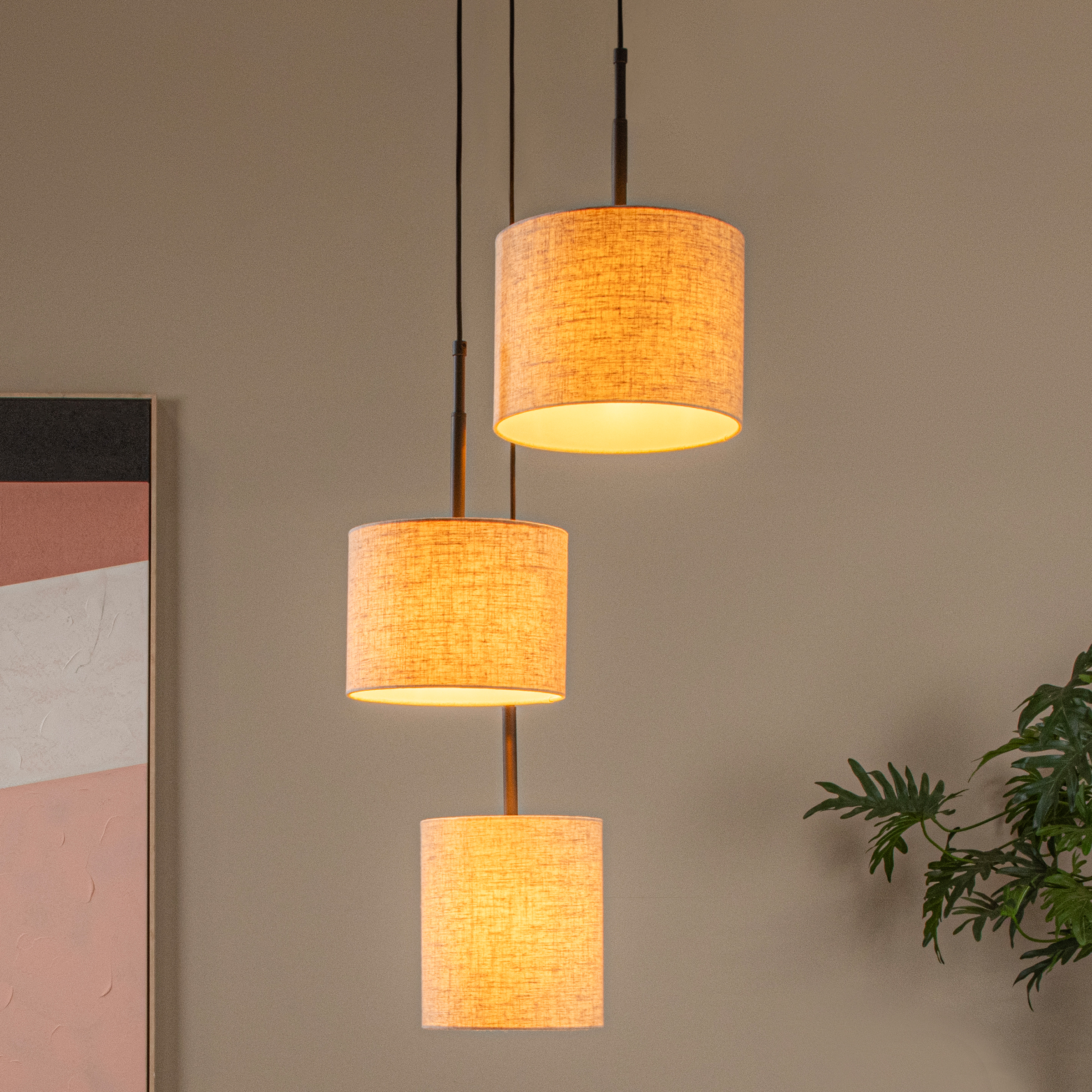 Maya Type B Pendant Light Aluminum Cotton Fabric Black