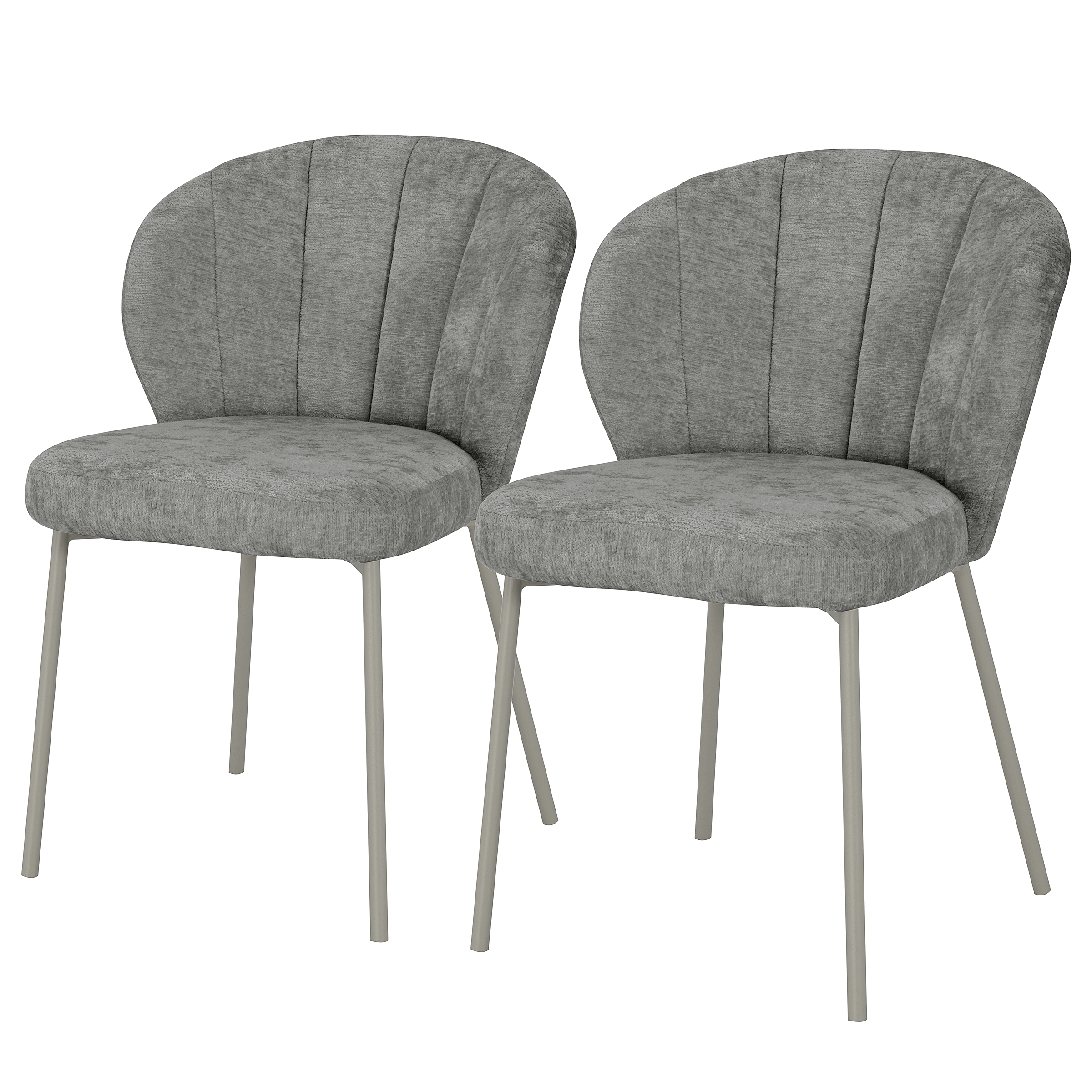 FIOLAA Upholstered Chair Set of 2 Grey