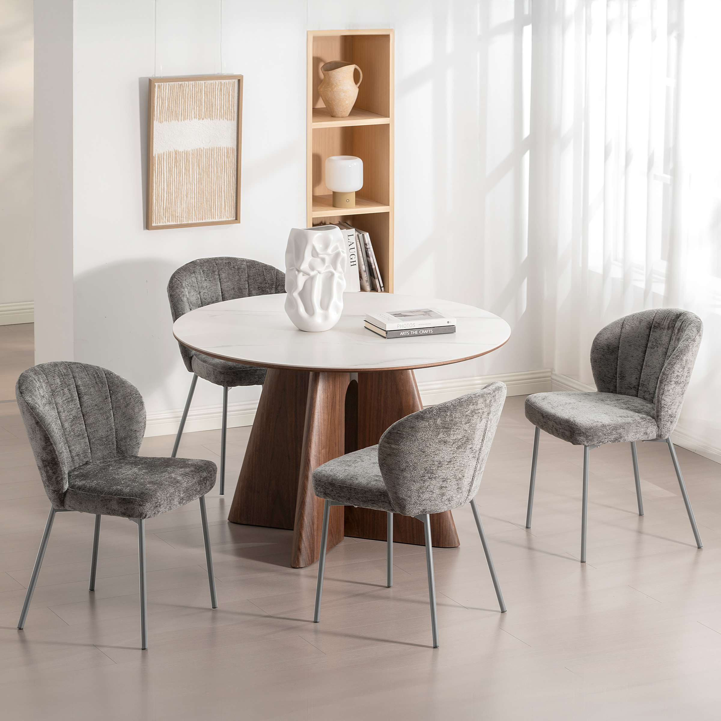 FIOLAA Upholstered Chair Set of 2 Grey