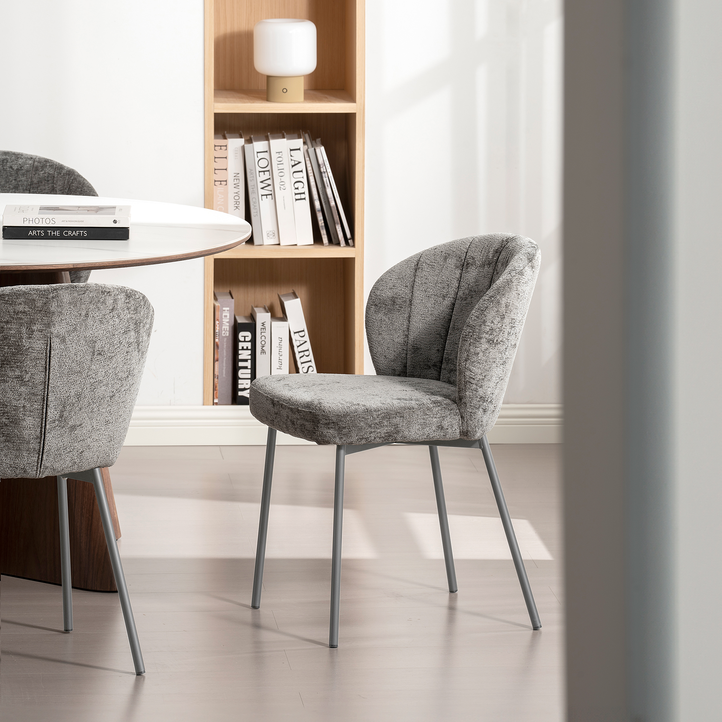 FIOLAA Upholstered Chair Set of 2 Grey
