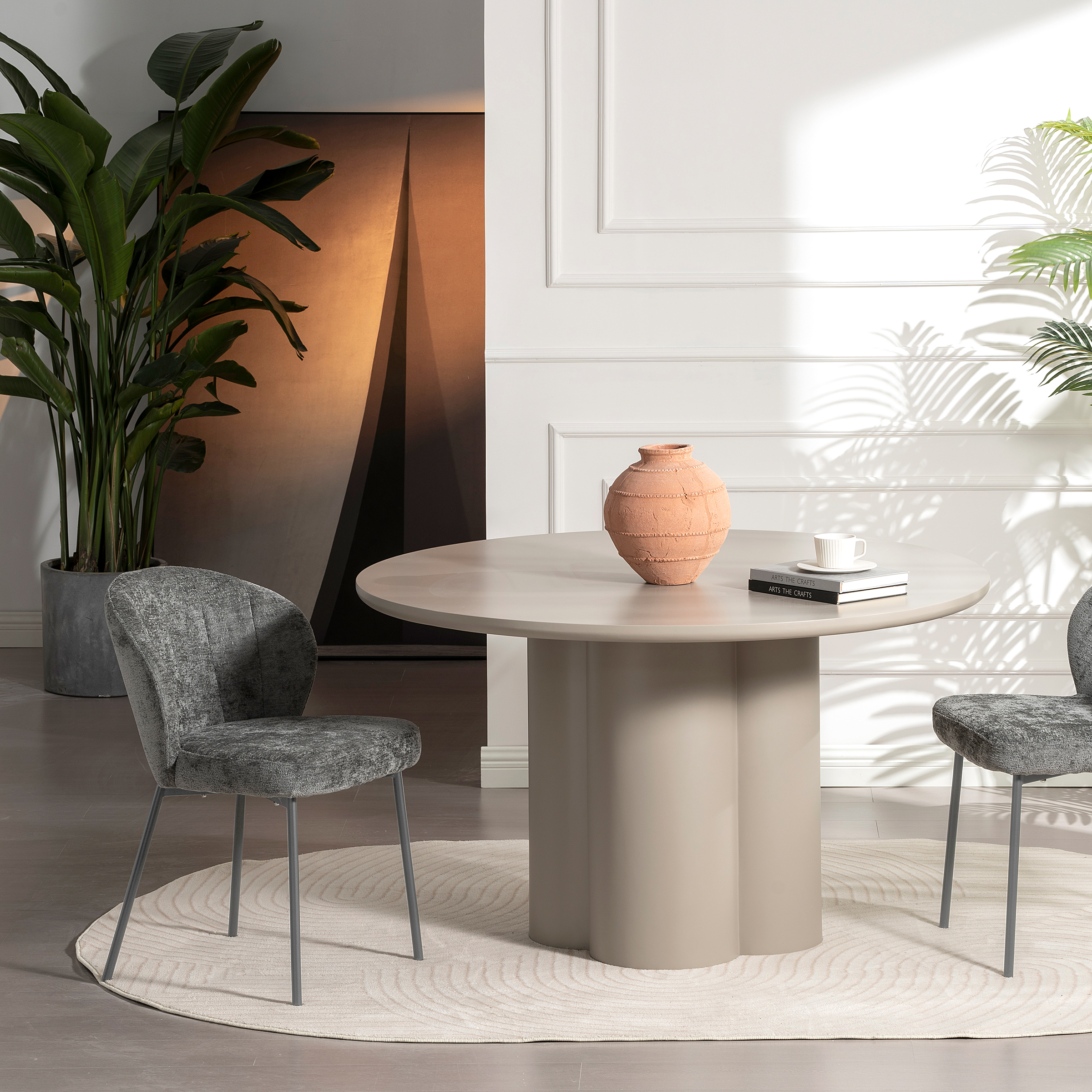 FIOLAA Upholstered Chair Set of 2 Grey