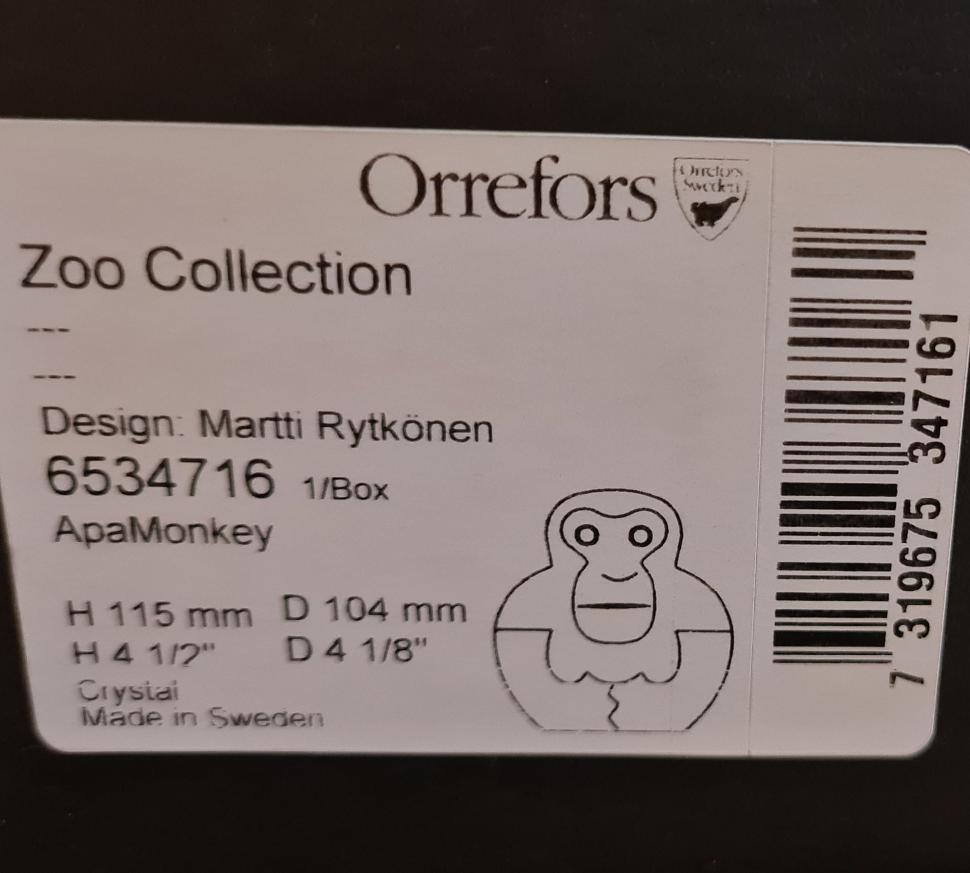 Orrefors Glasfigur Affe