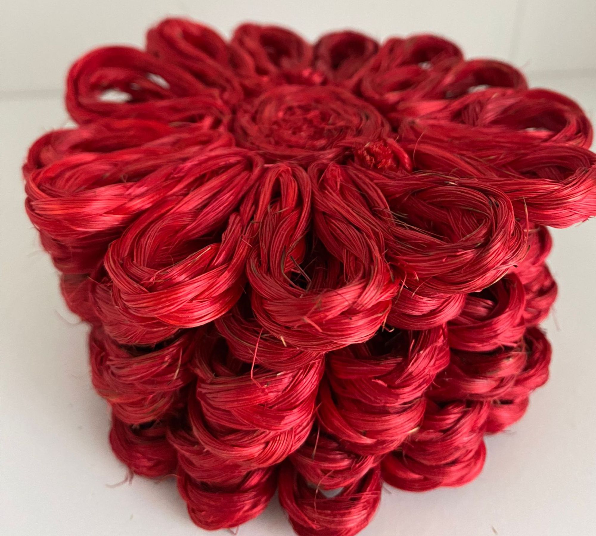 6x Coaster Abacá Hemp Red