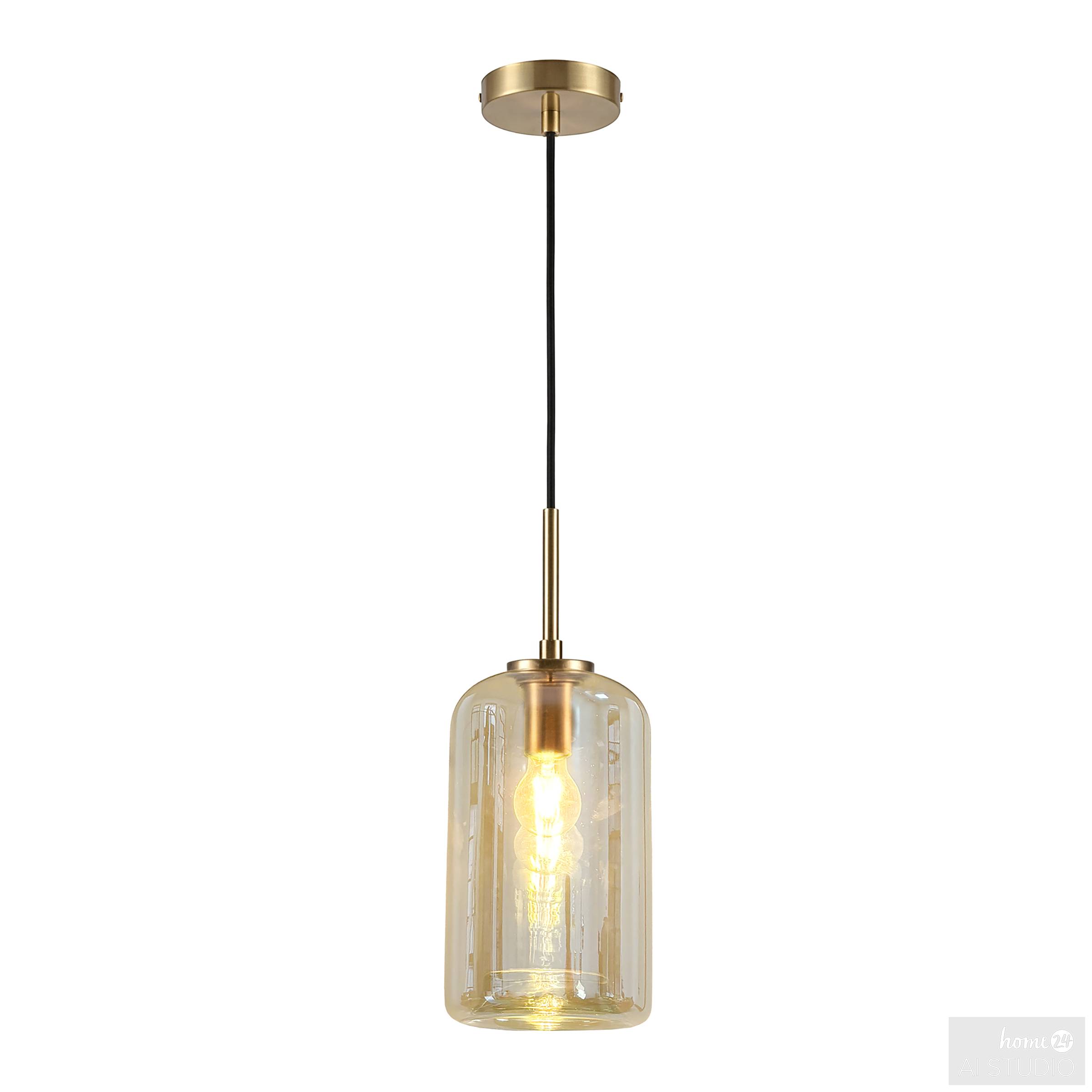 Zevro pendant light 1-bulb cylindrical shade colored glass iron