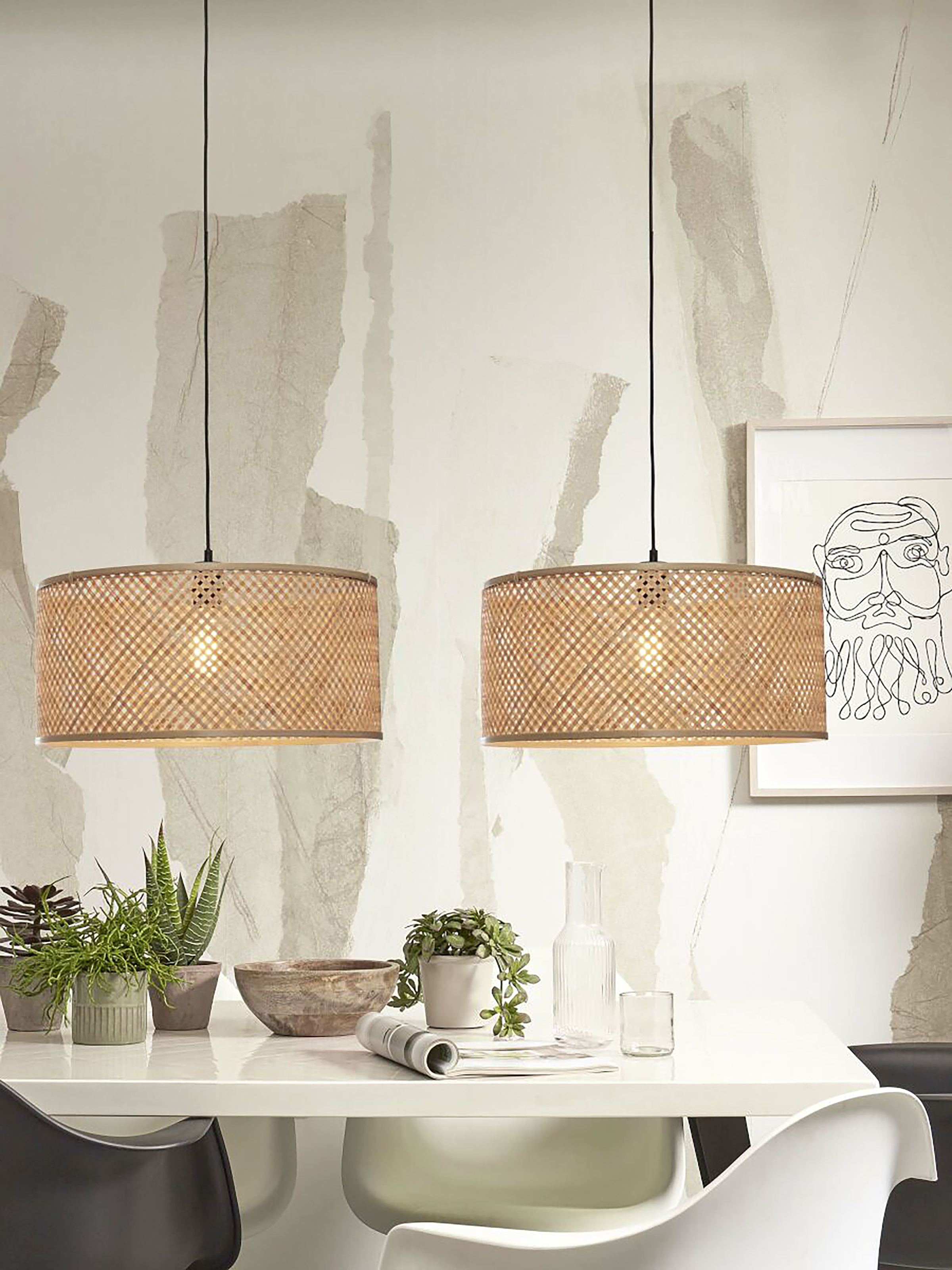 Java Pendant Light 1-bulb Bamboo Beige