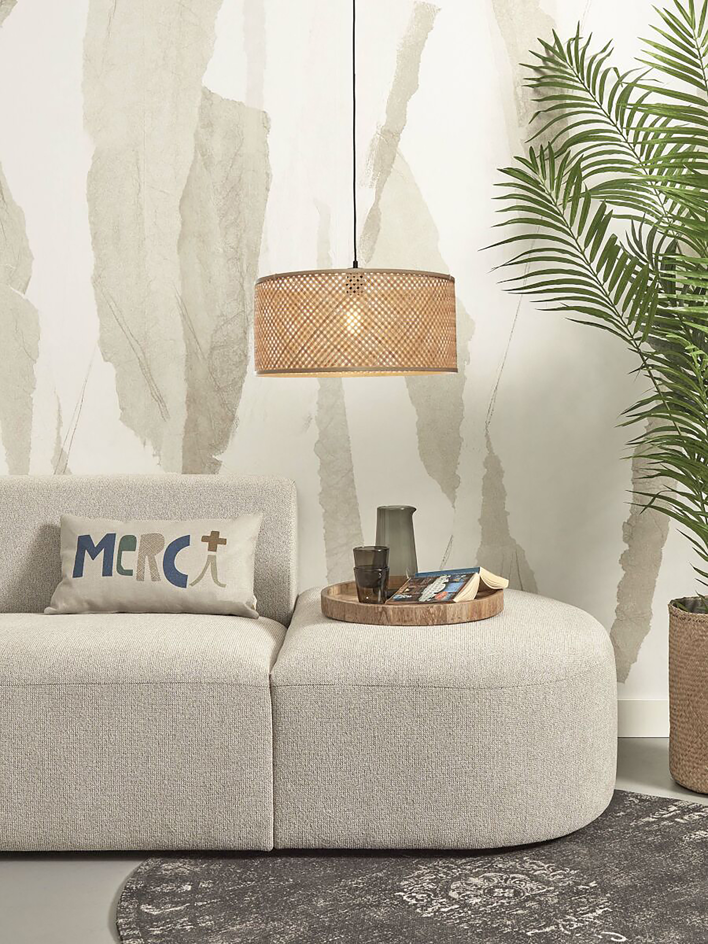 Java Pendant Light 1-bulb Bamboo Beige