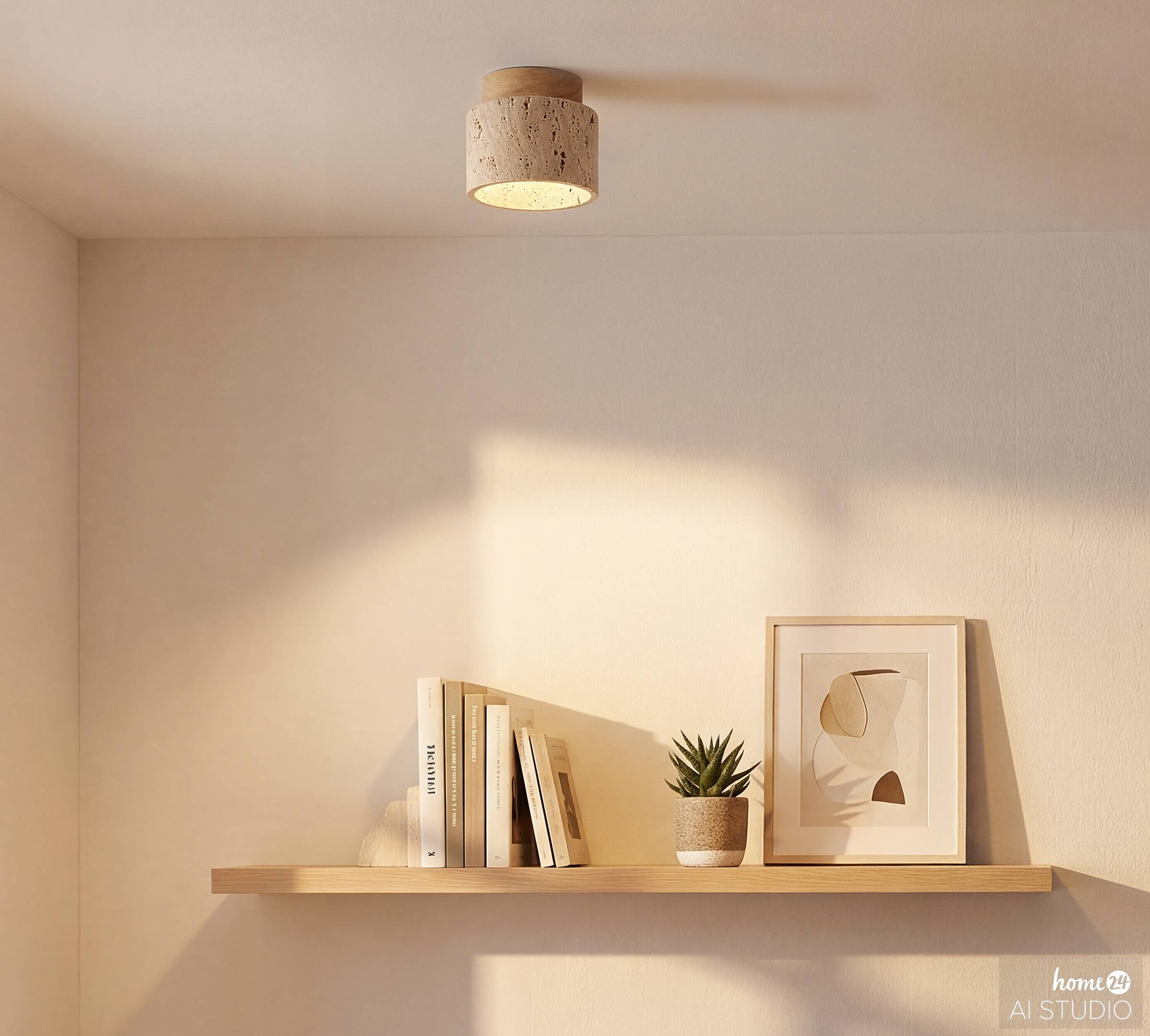 Prelo Pine Ceiling Light solid / Marble 1-bulb Beige