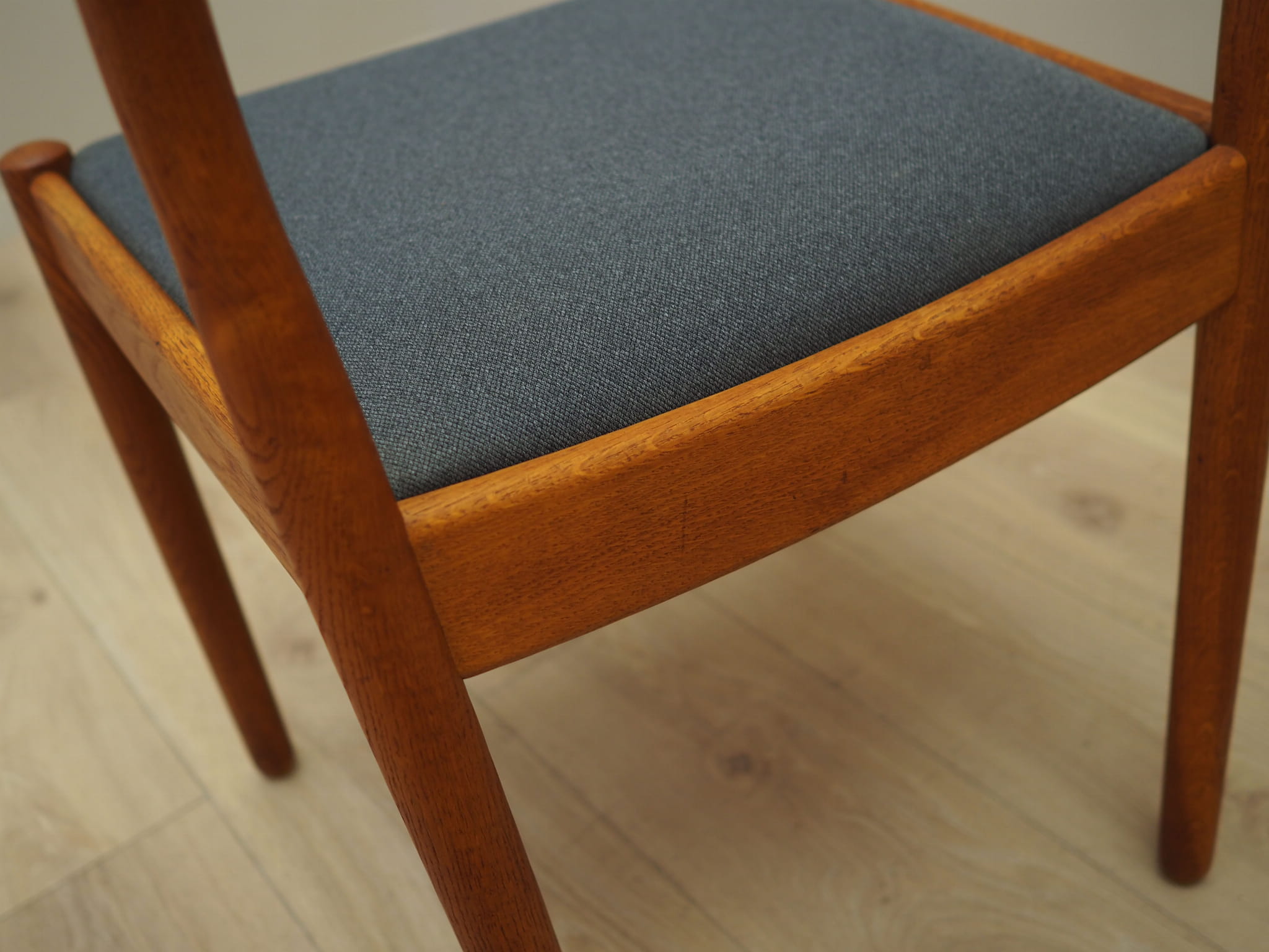 6x Vintage Chair Teak Wood Textile Brown 1970s