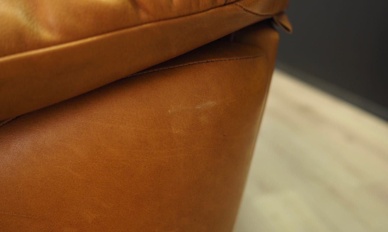 Vintage Sofa 3-Sitzer und Sessel Leder Cognac 1970er Jahre