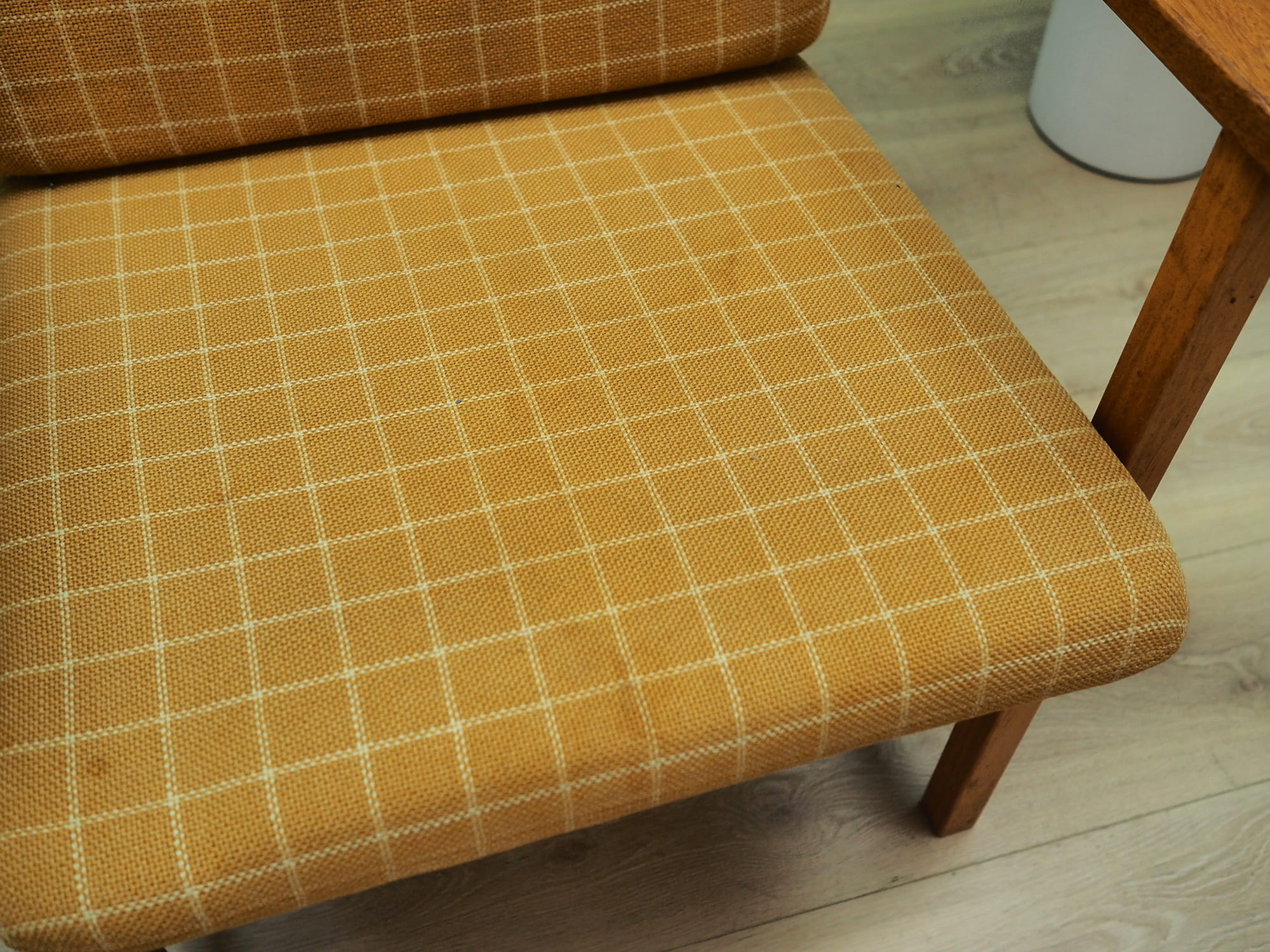 Armchair Teak wood Textile Yellow 1970s