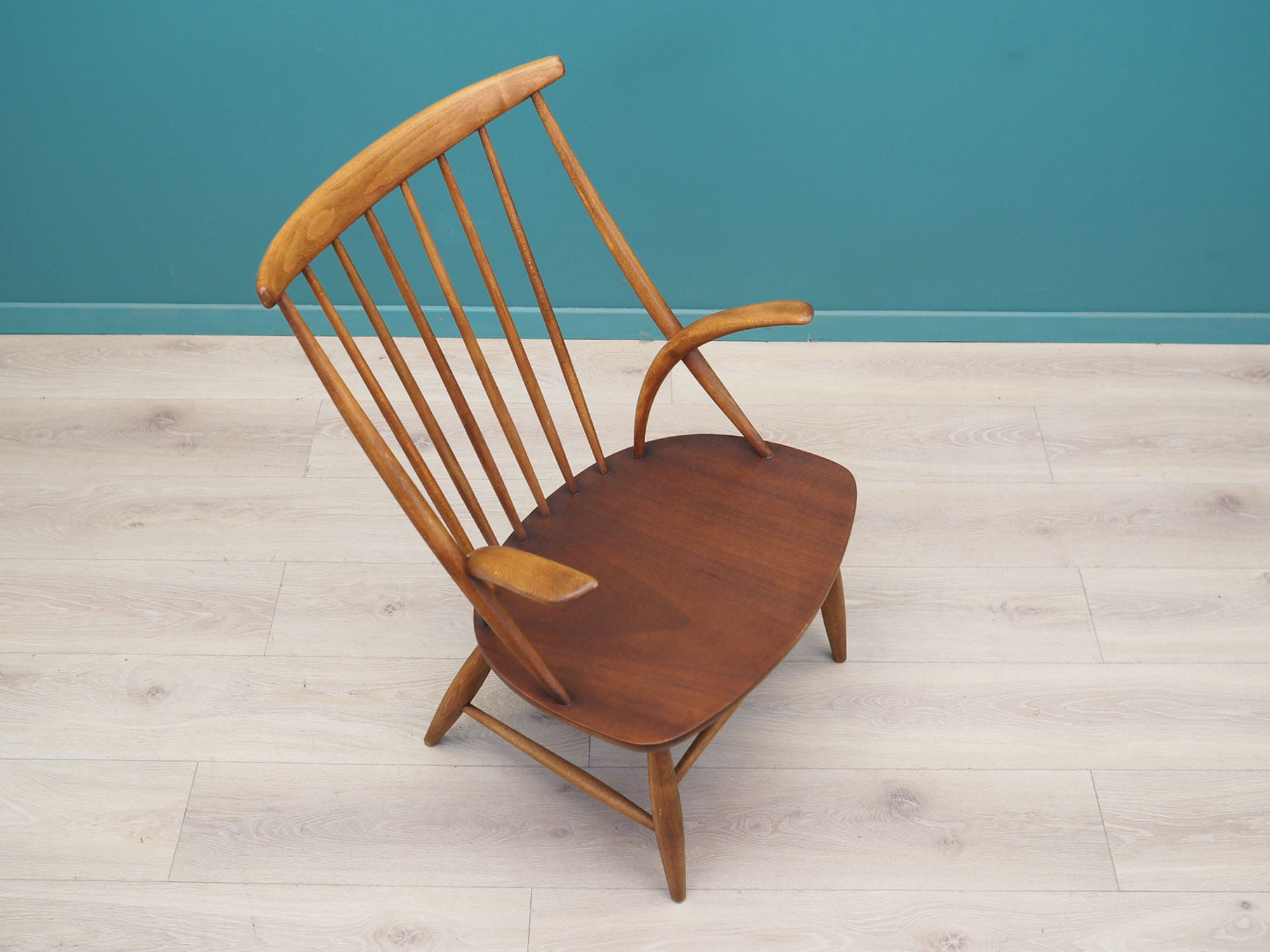 Vintage Sessel Buche Textil Braun 1960er Jahre