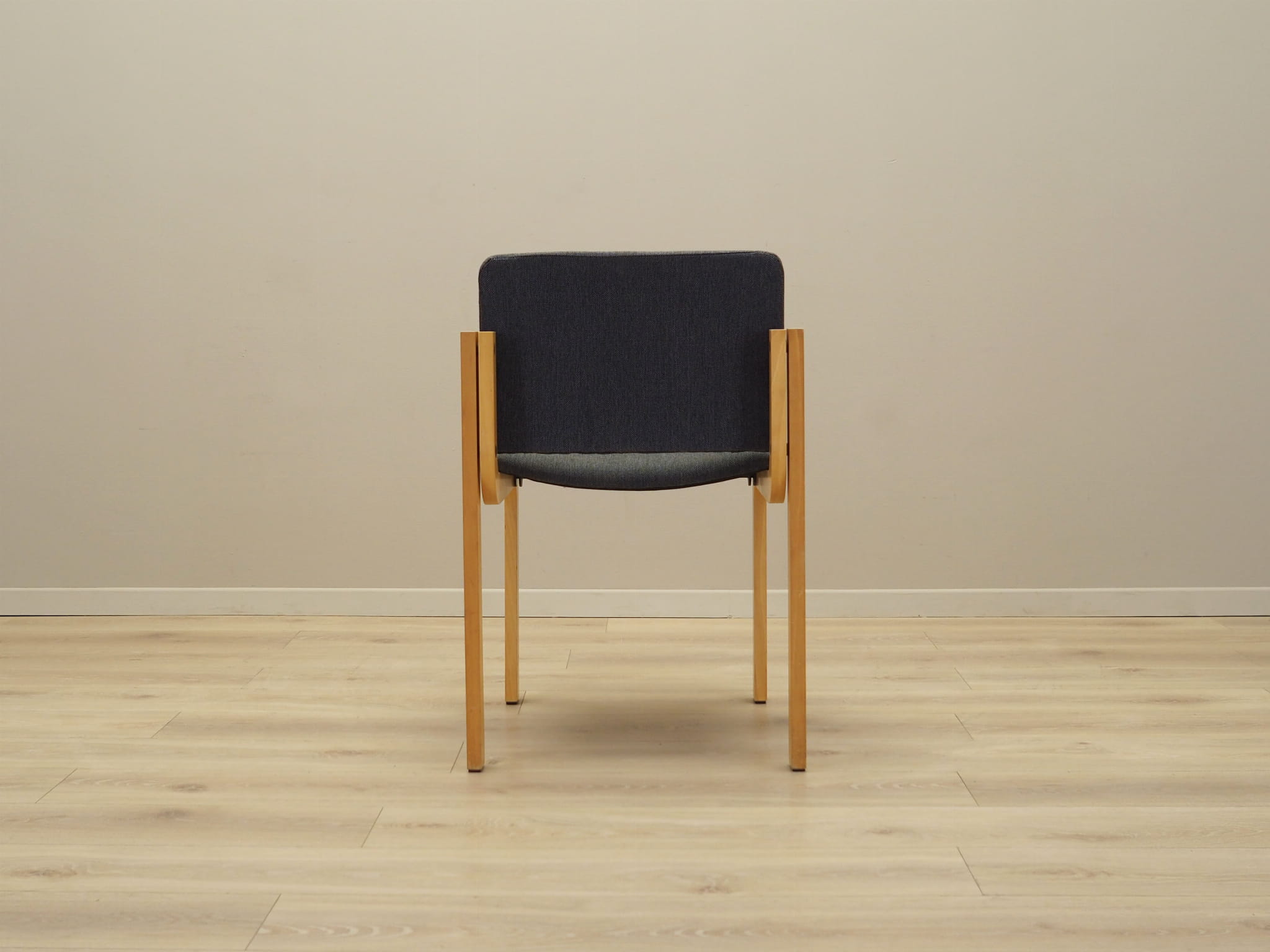 6x Vintage Chair Wood Textile Grey 1980s