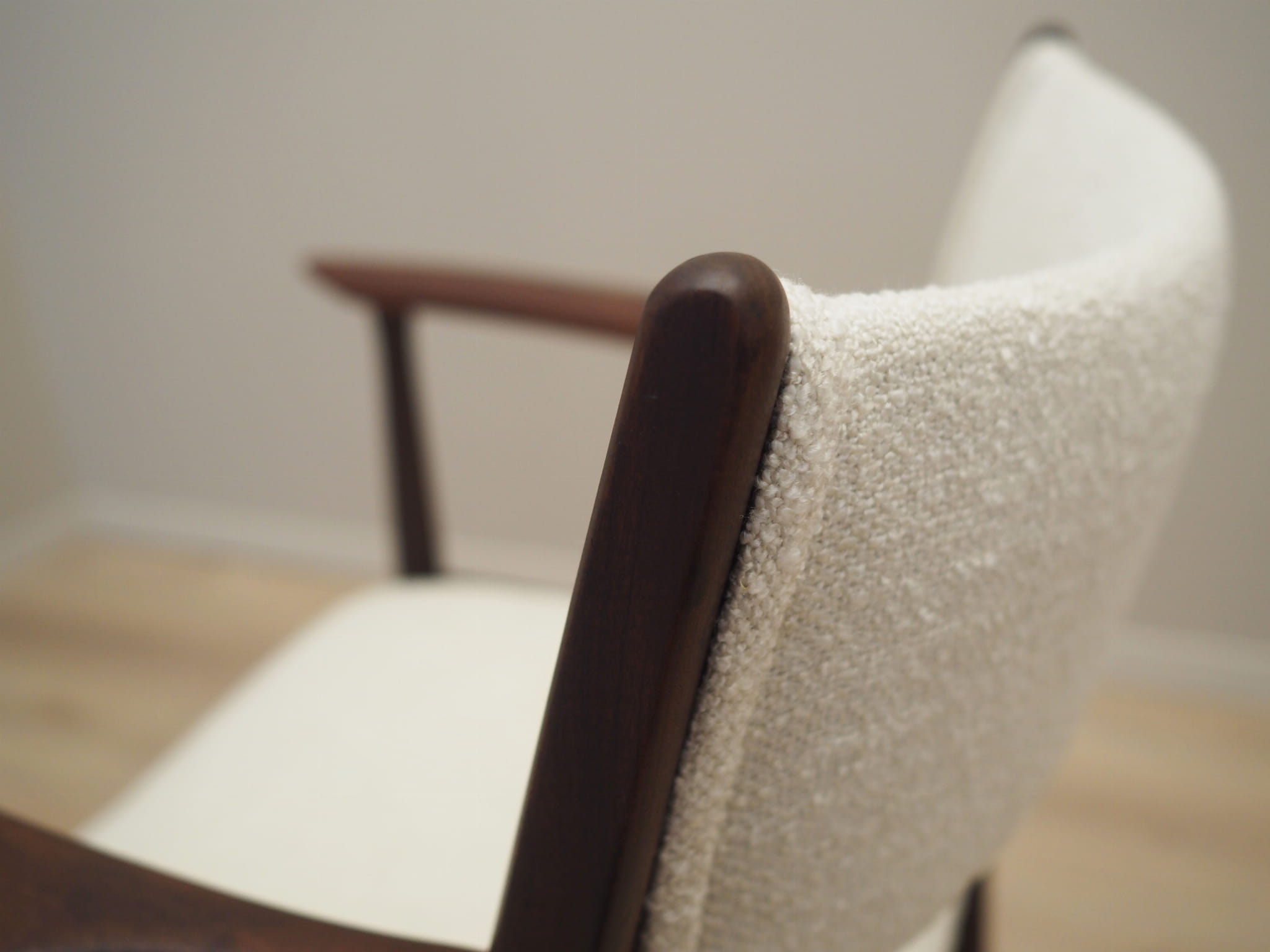 Vintage armchair Teak wood Textile Cream 1960s