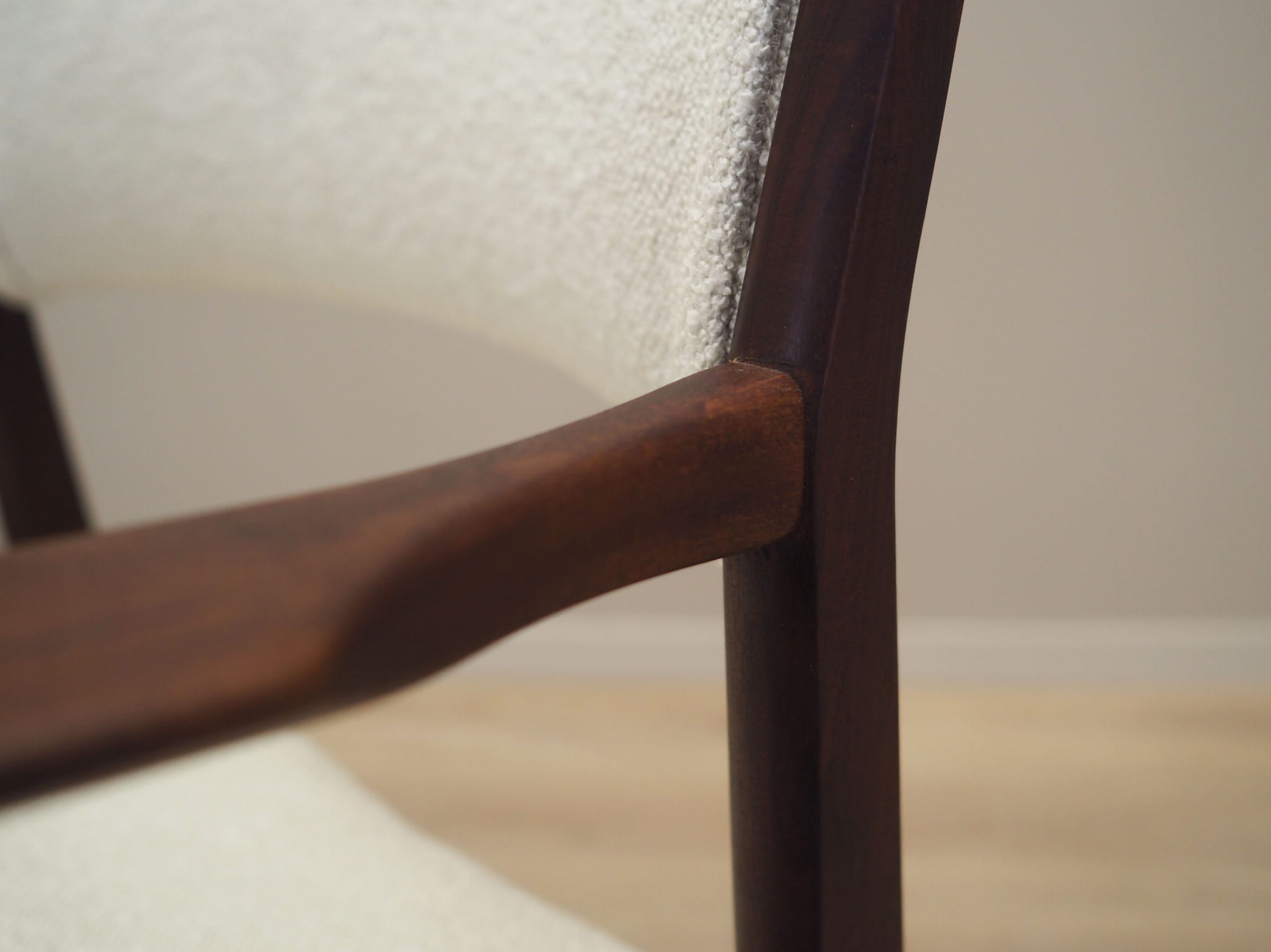 Vintage armchair Teak wood Textile Cream 1960s