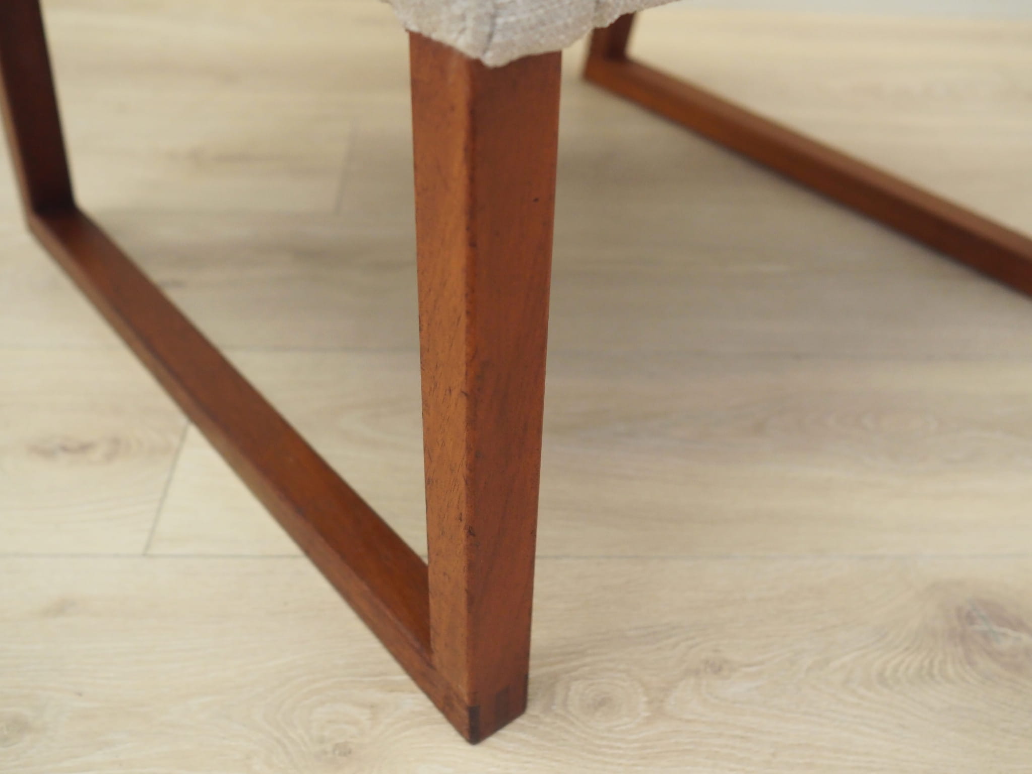 Vintage chair teak wood textile beige 1970s