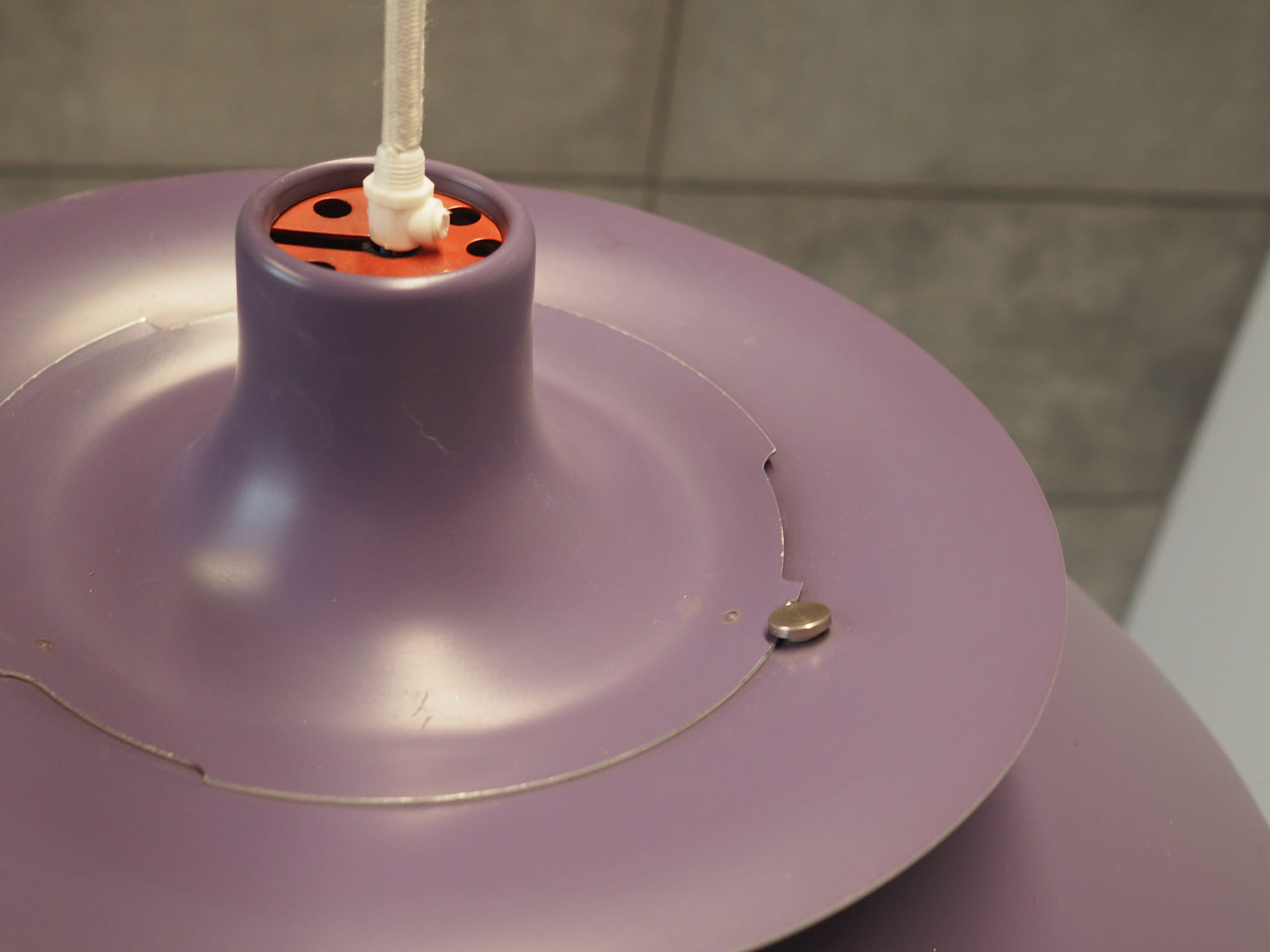 Vintage Pendant Lamp Metal Violet 1970s