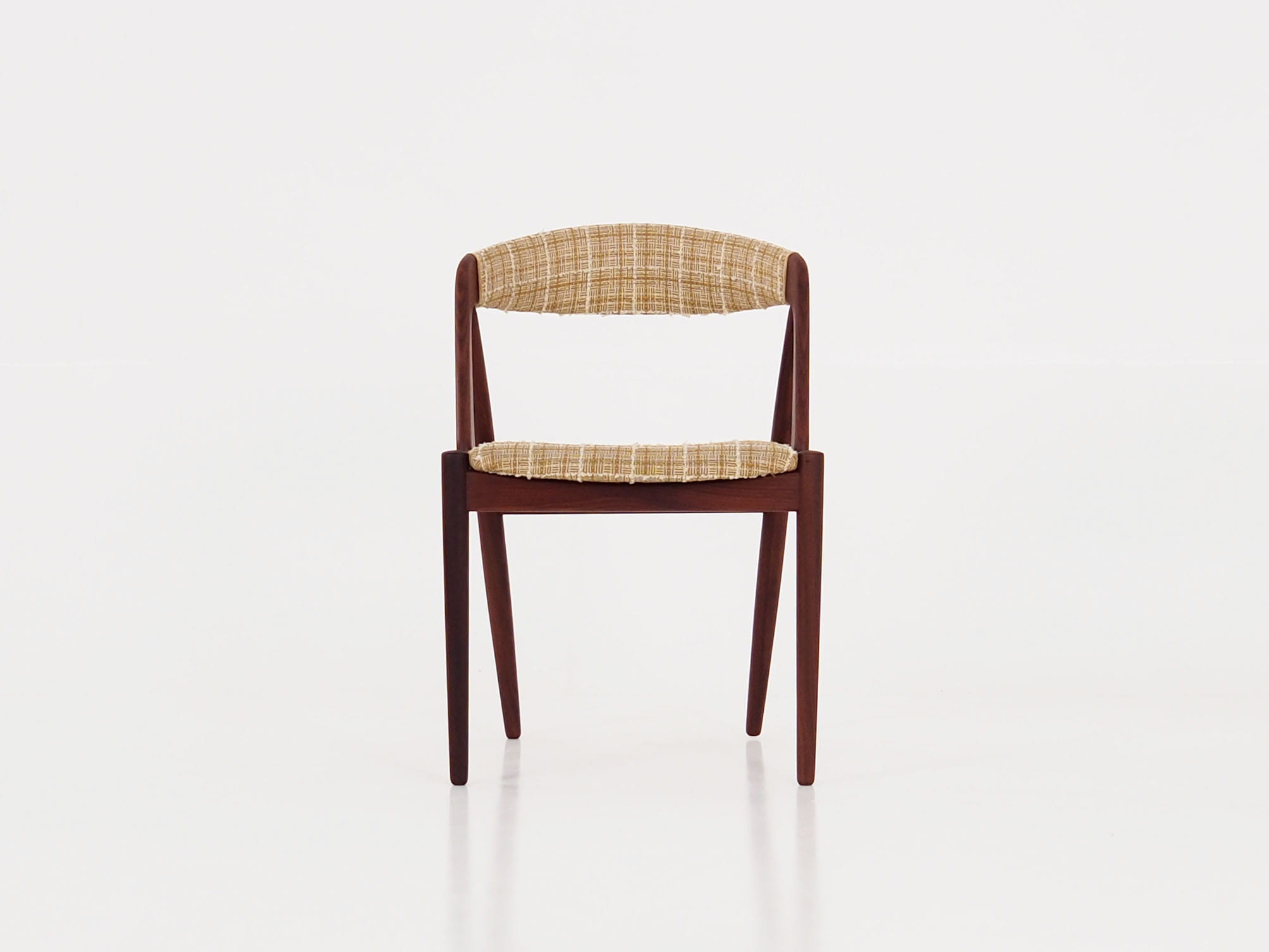 4x Vintage chair teak wood textile beige 1970s