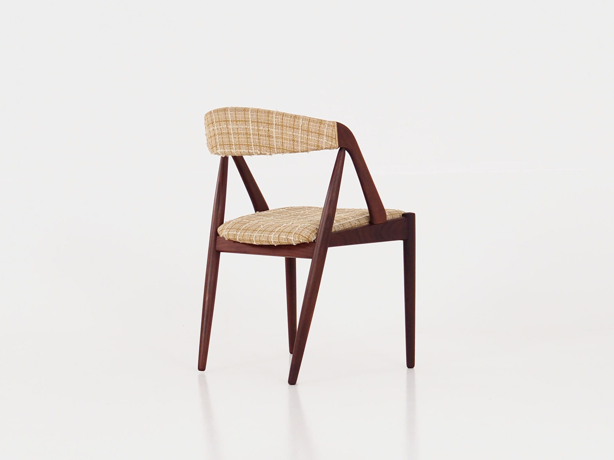 4x Sedie Vintage Teak Tessuto Beige Anni '70