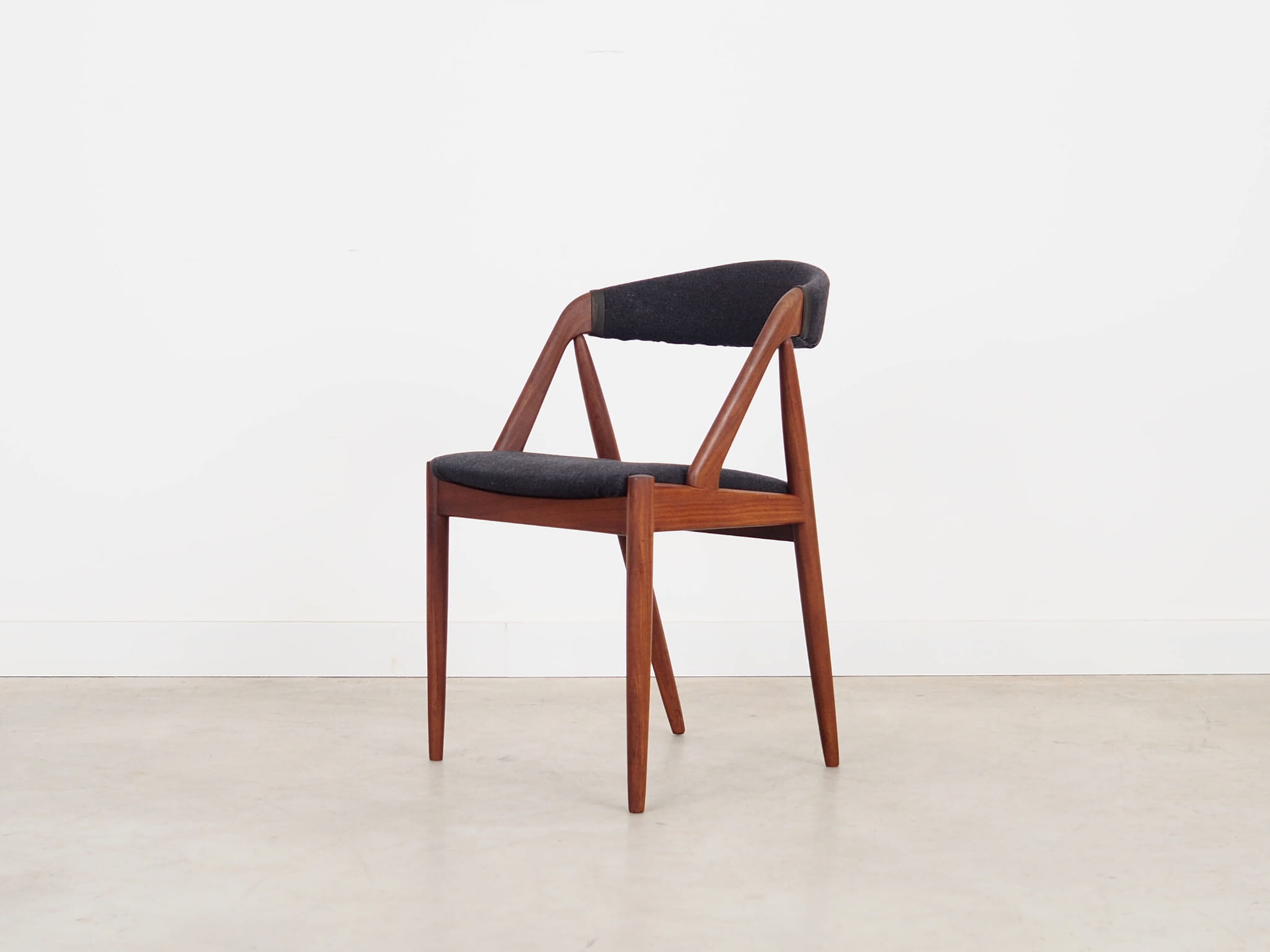 4x Vintage Armchair Teak Textile Black 1970s