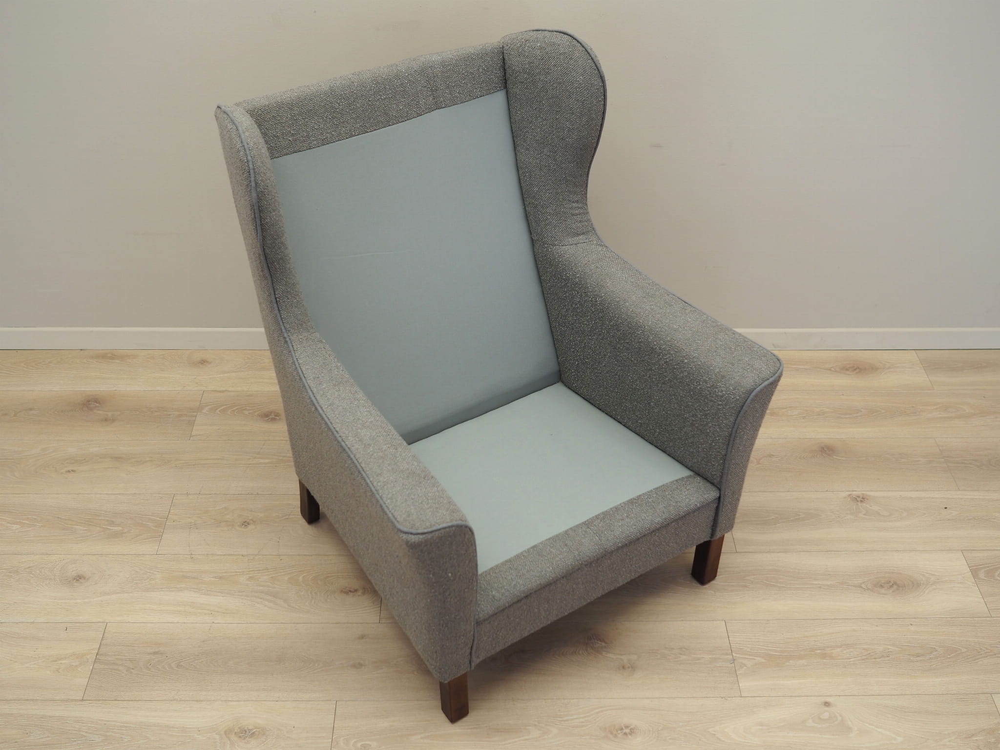 Vintage armchair beech wood textile grey 1970s
