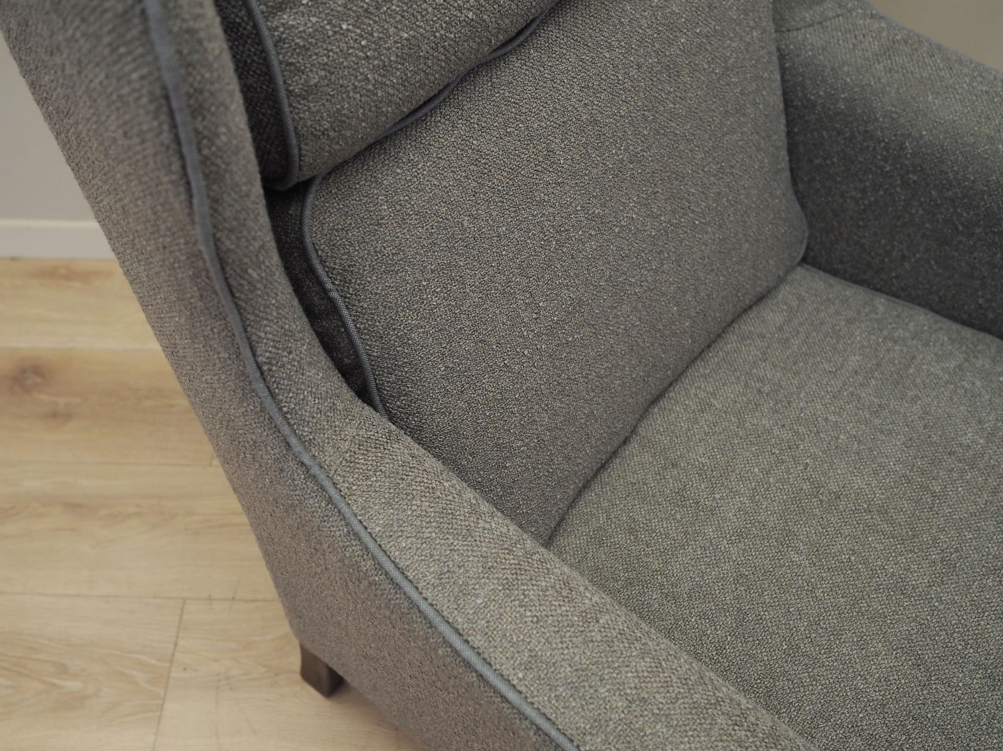 Vintage Sessel Buchenholz Textil Grau 1970er Jahre