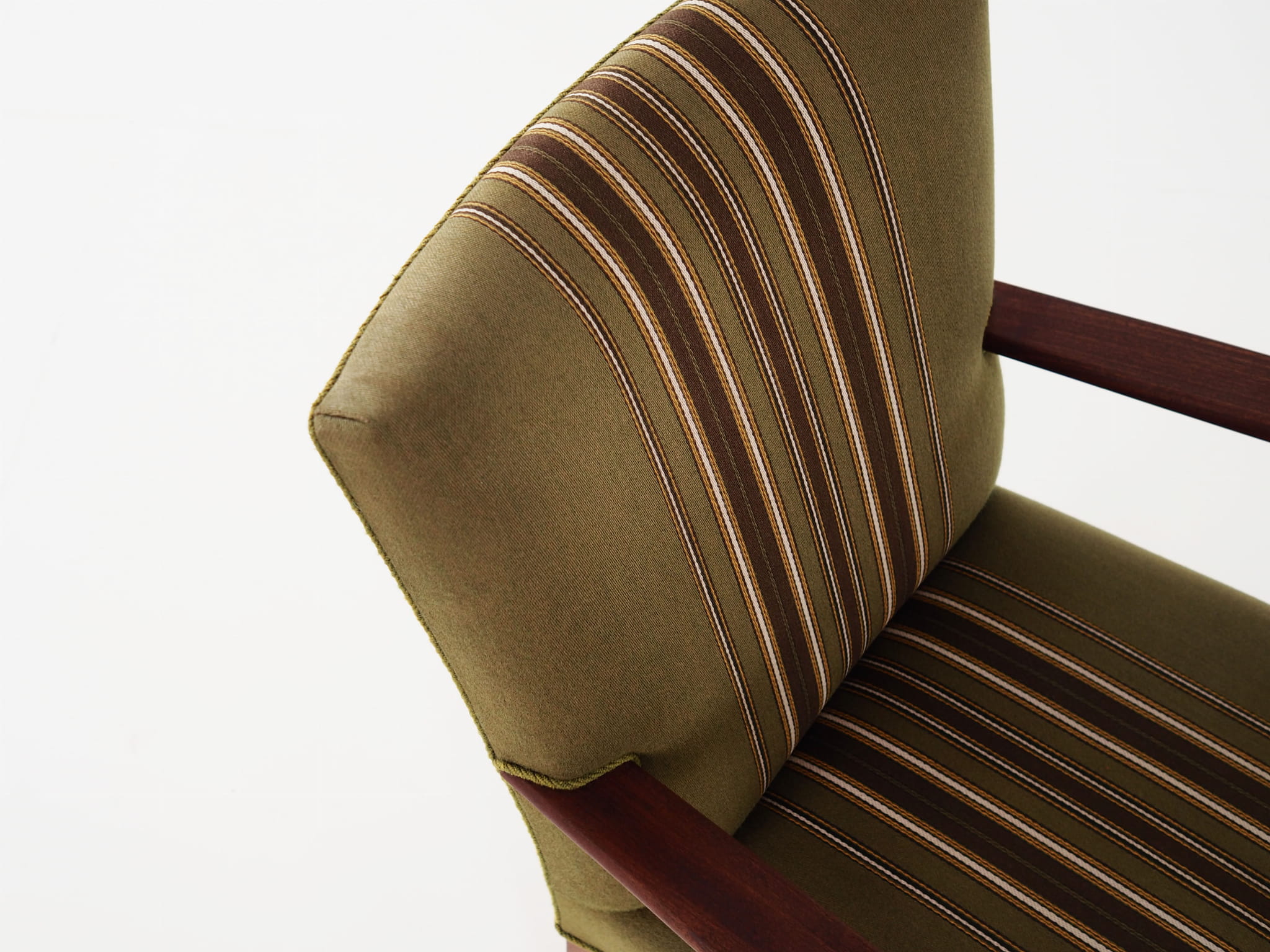 Vintage Chair Teak Wood Textile Green 1960s