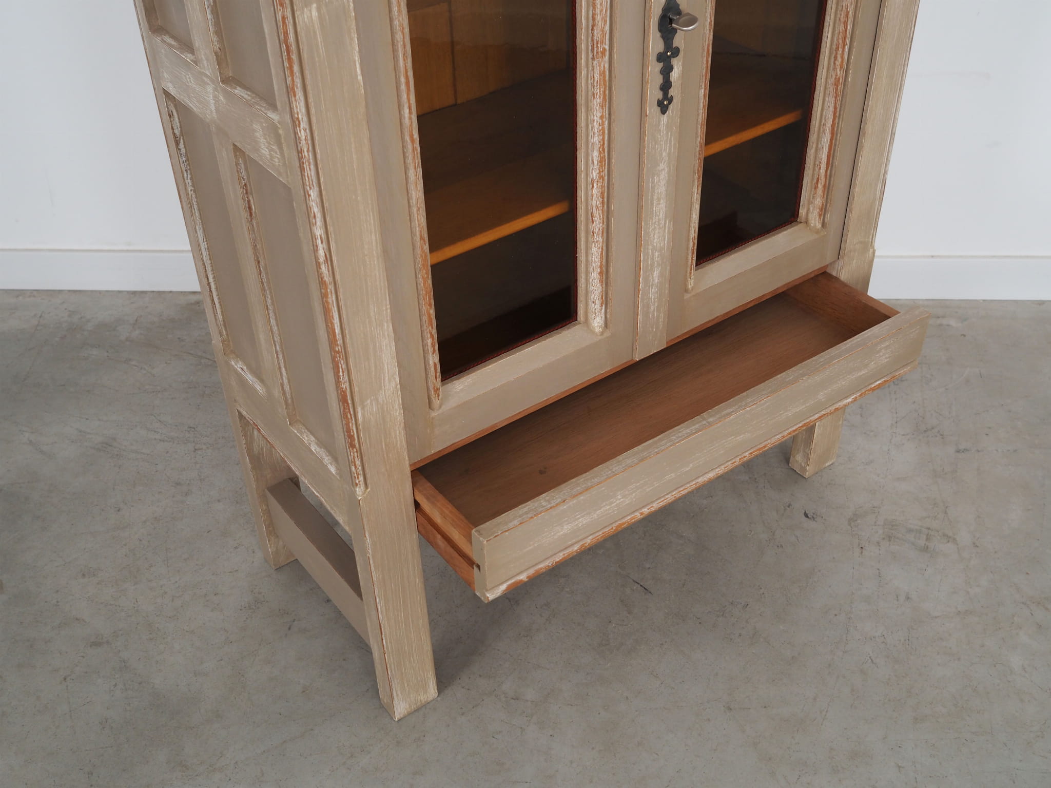 Vintage Display Cabinet Wood Grey 1960s 