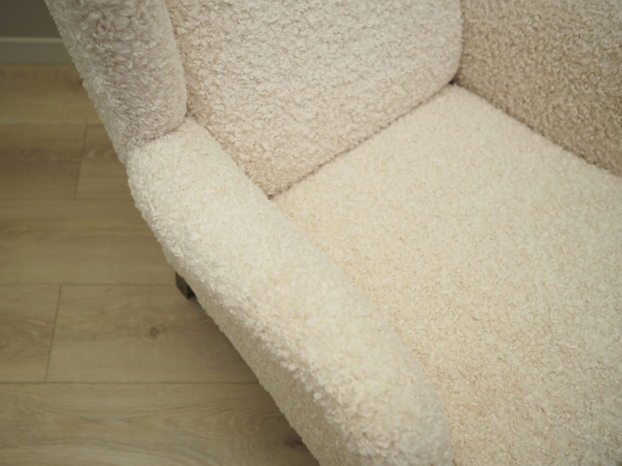 Sessel Textil Holz Creme 1960er Jahre