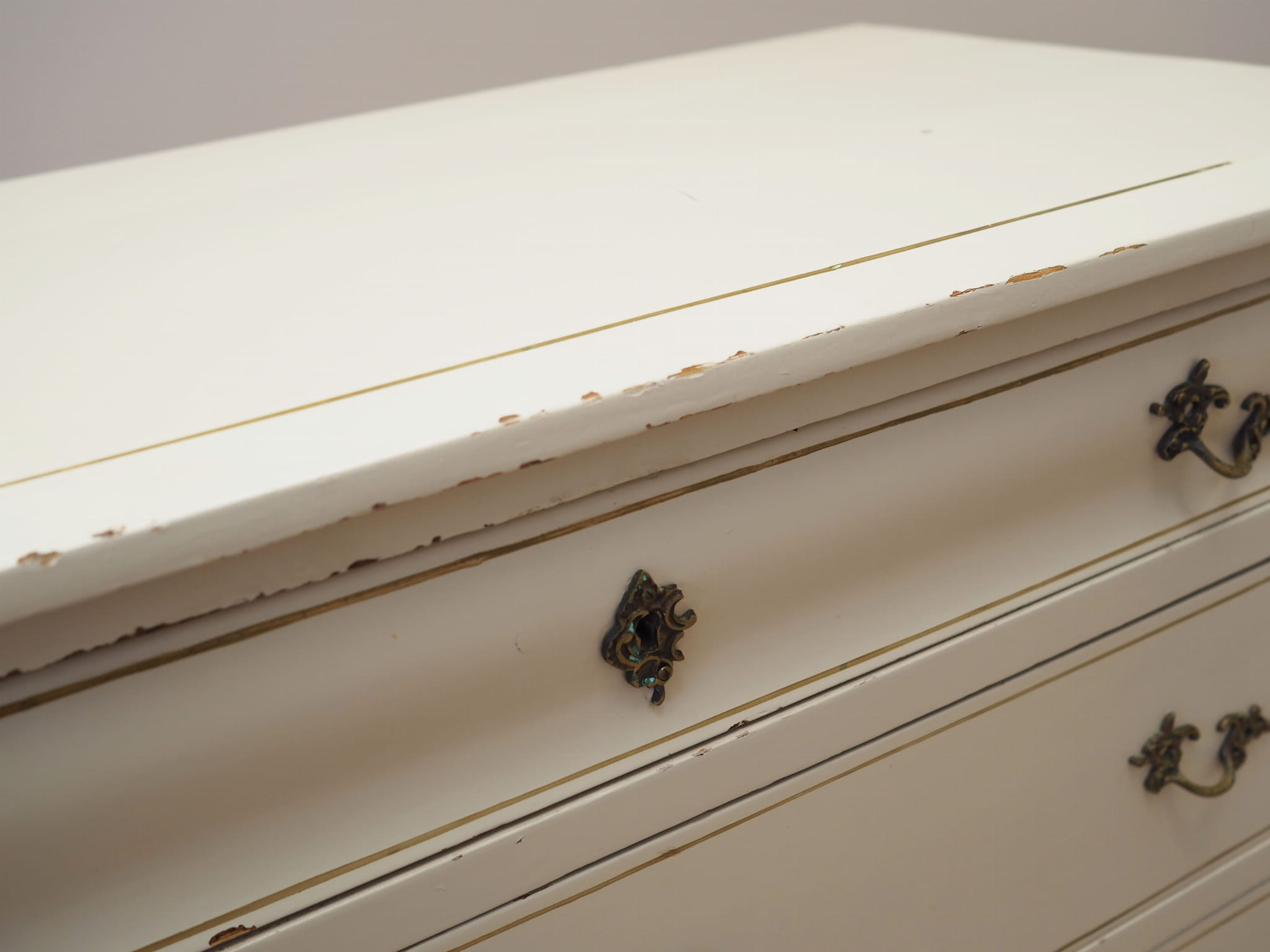 Vintage chest of drawers pine wood white 1950s