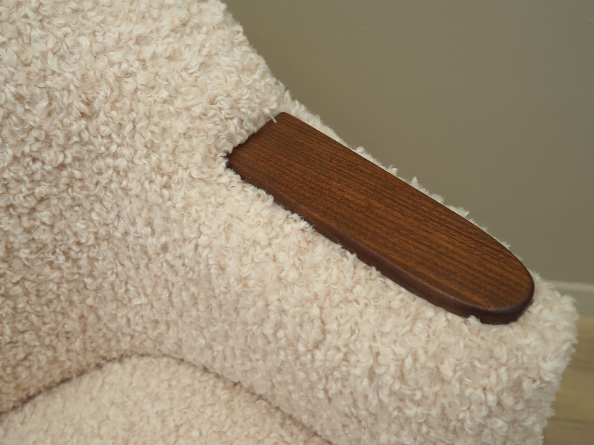 Vintage Sofa Textil Holz Creme 1970er Jahre