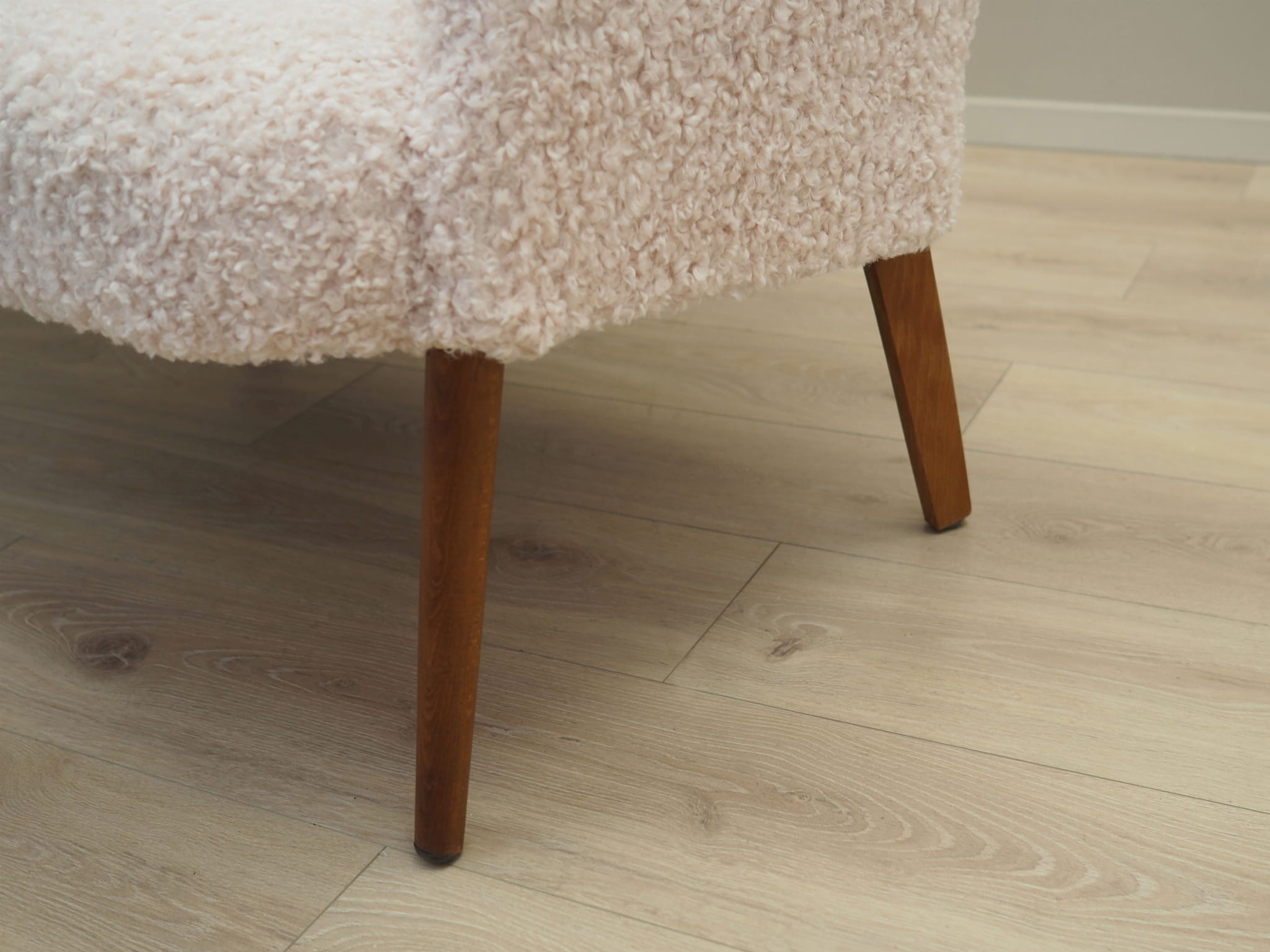 Vintage Sofa Textil Holz Creme 1970er Jahre