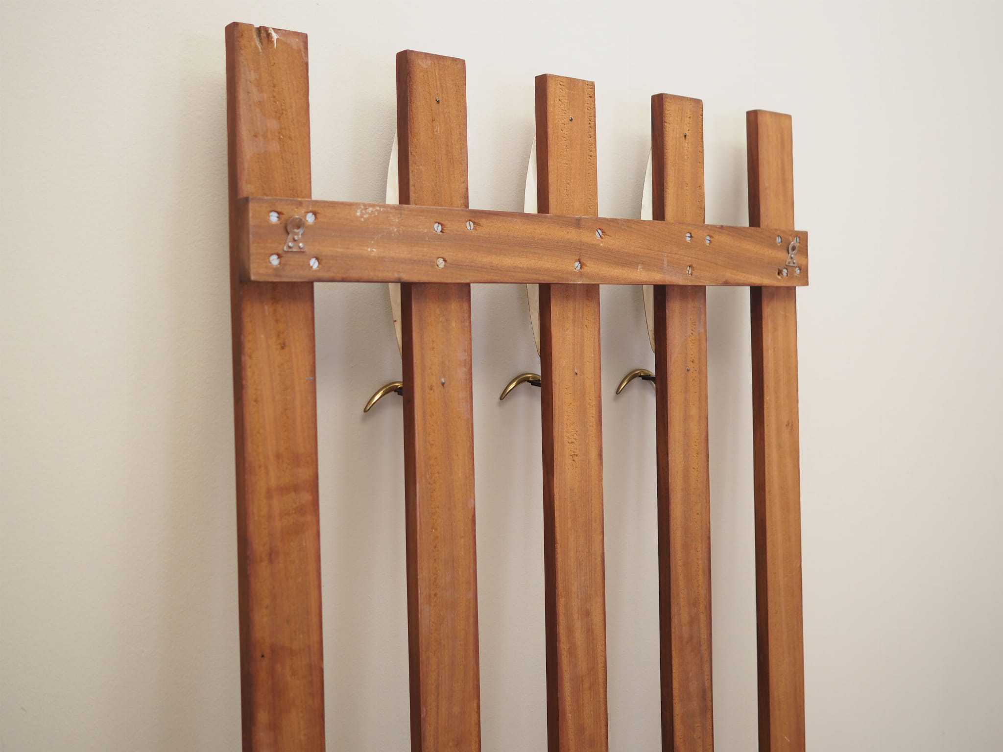 Teak wall coat rack 1970s