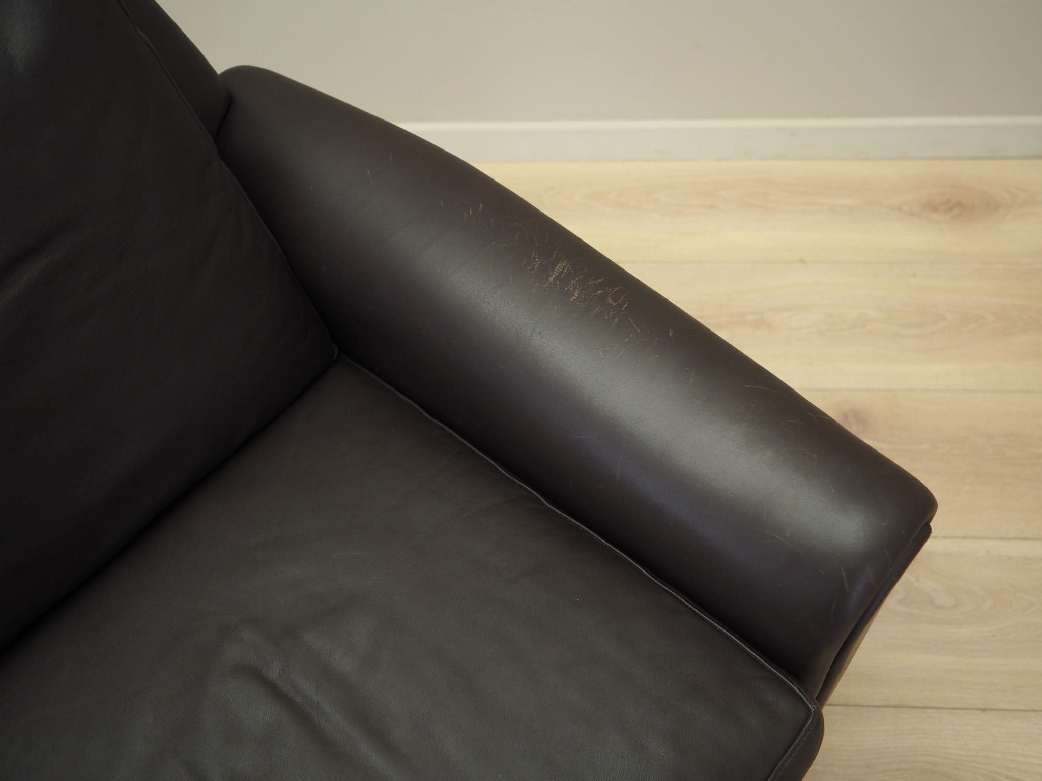 2-seater sofa leather brown 1960s
