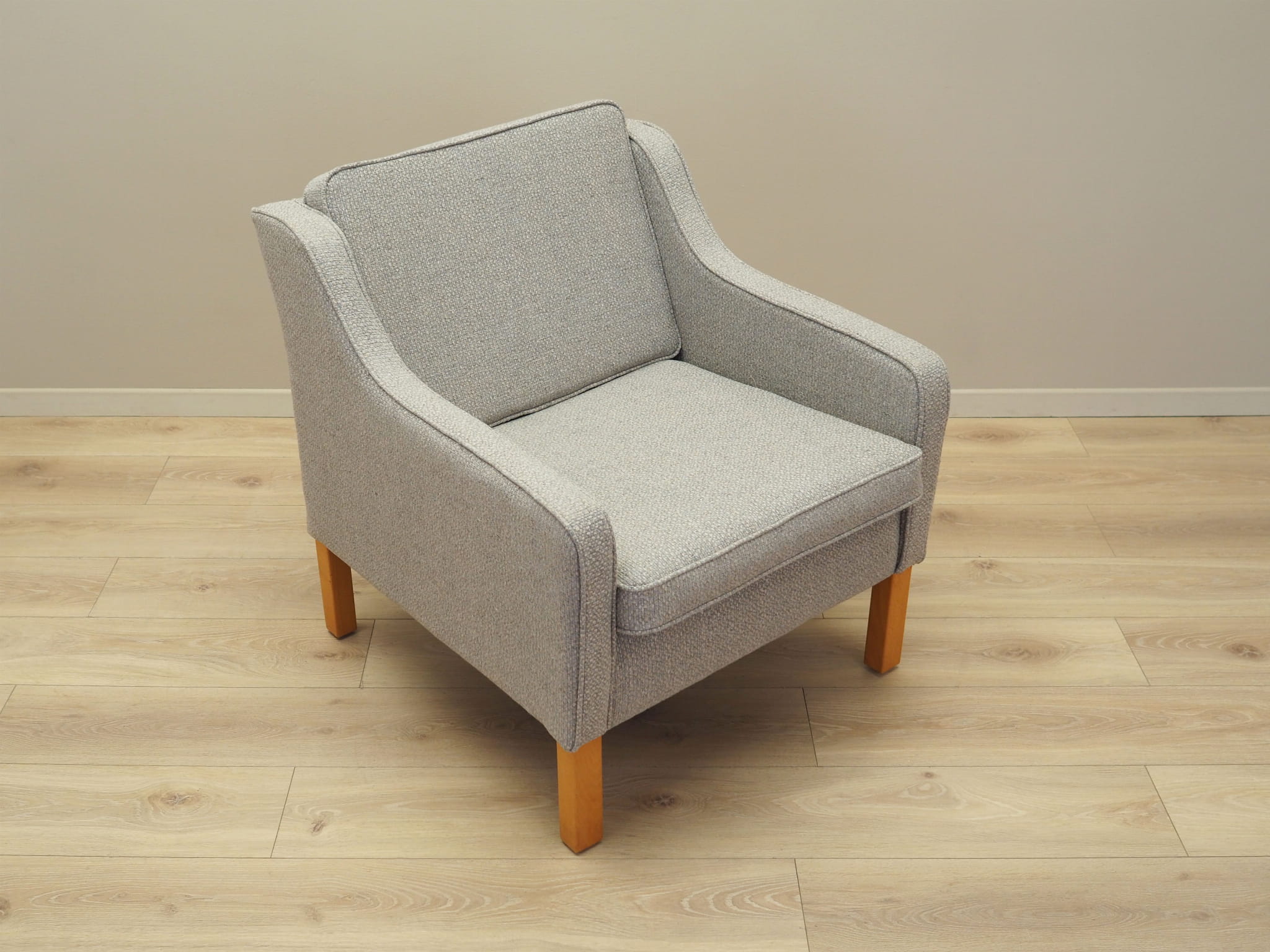 Vintage armchair beech wood textile grey 1970s