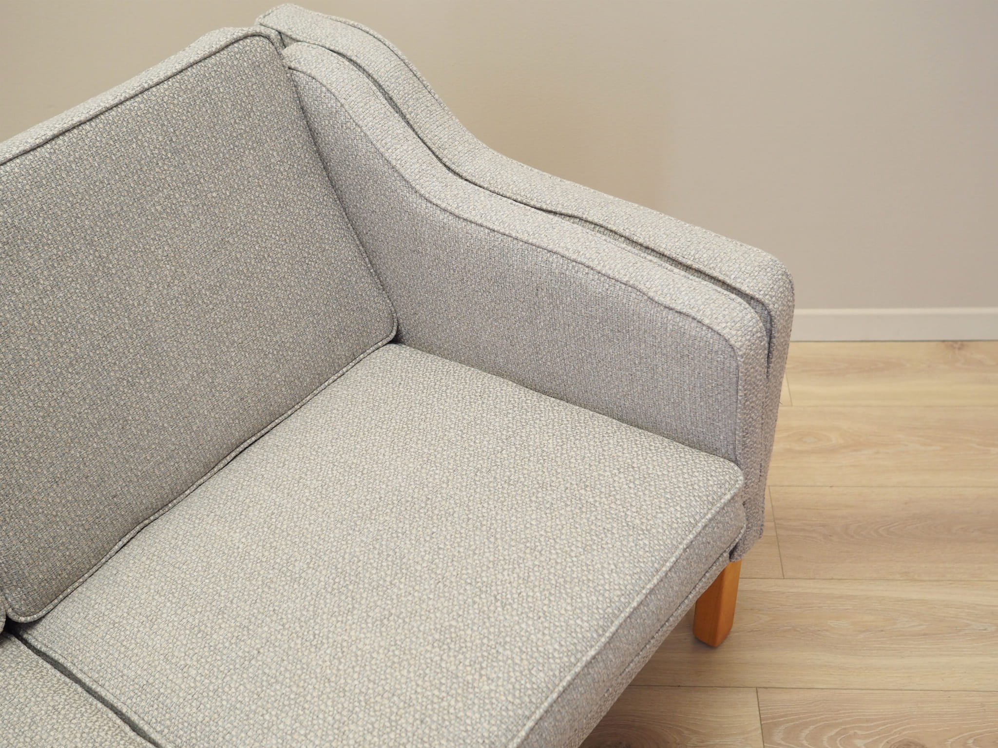 Vintage Sofa 3-Sitzer Buchenholz Textil Grau 1970er Jahre
