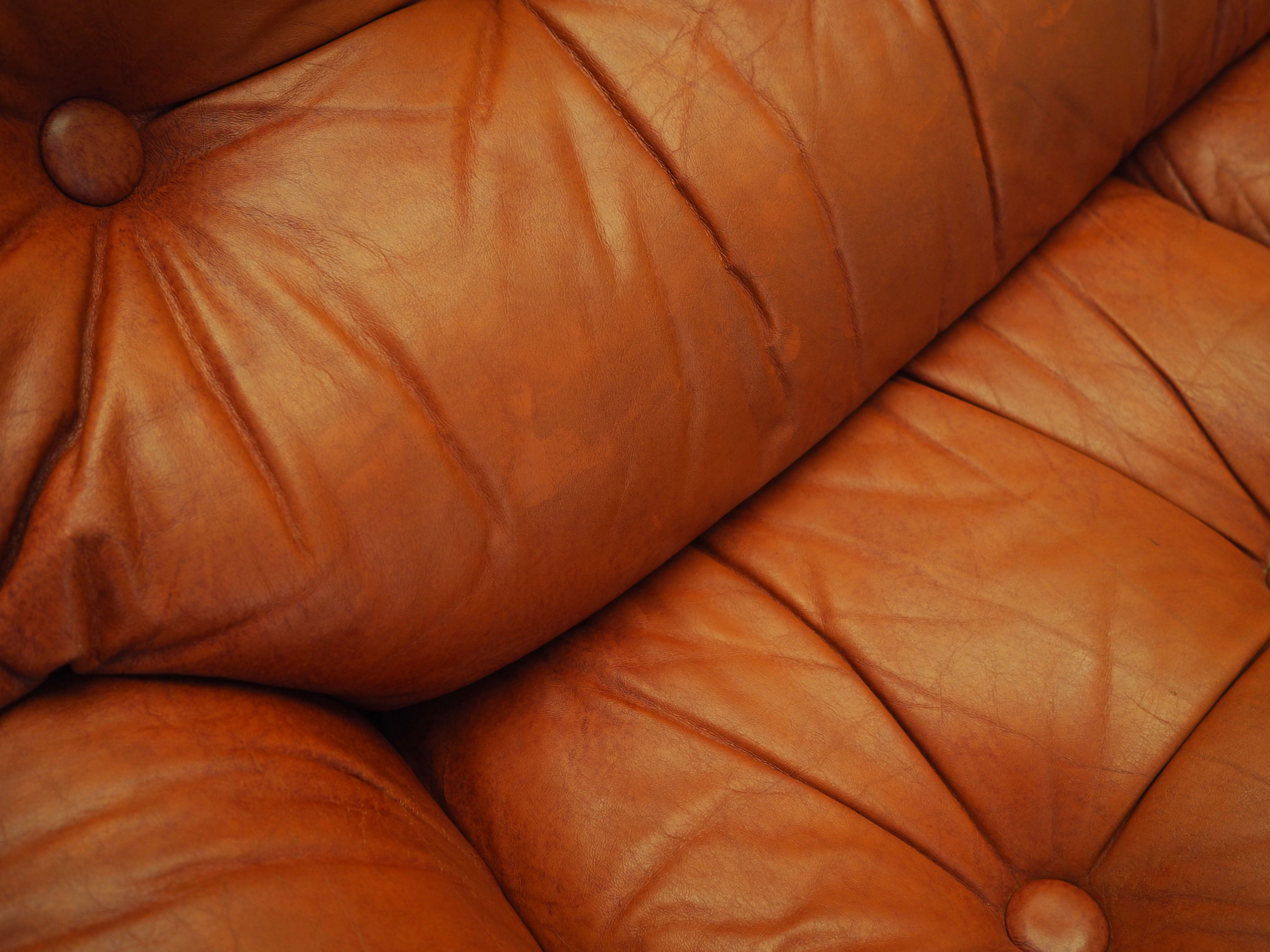 Sofa Leder Rot 1970er Jahre