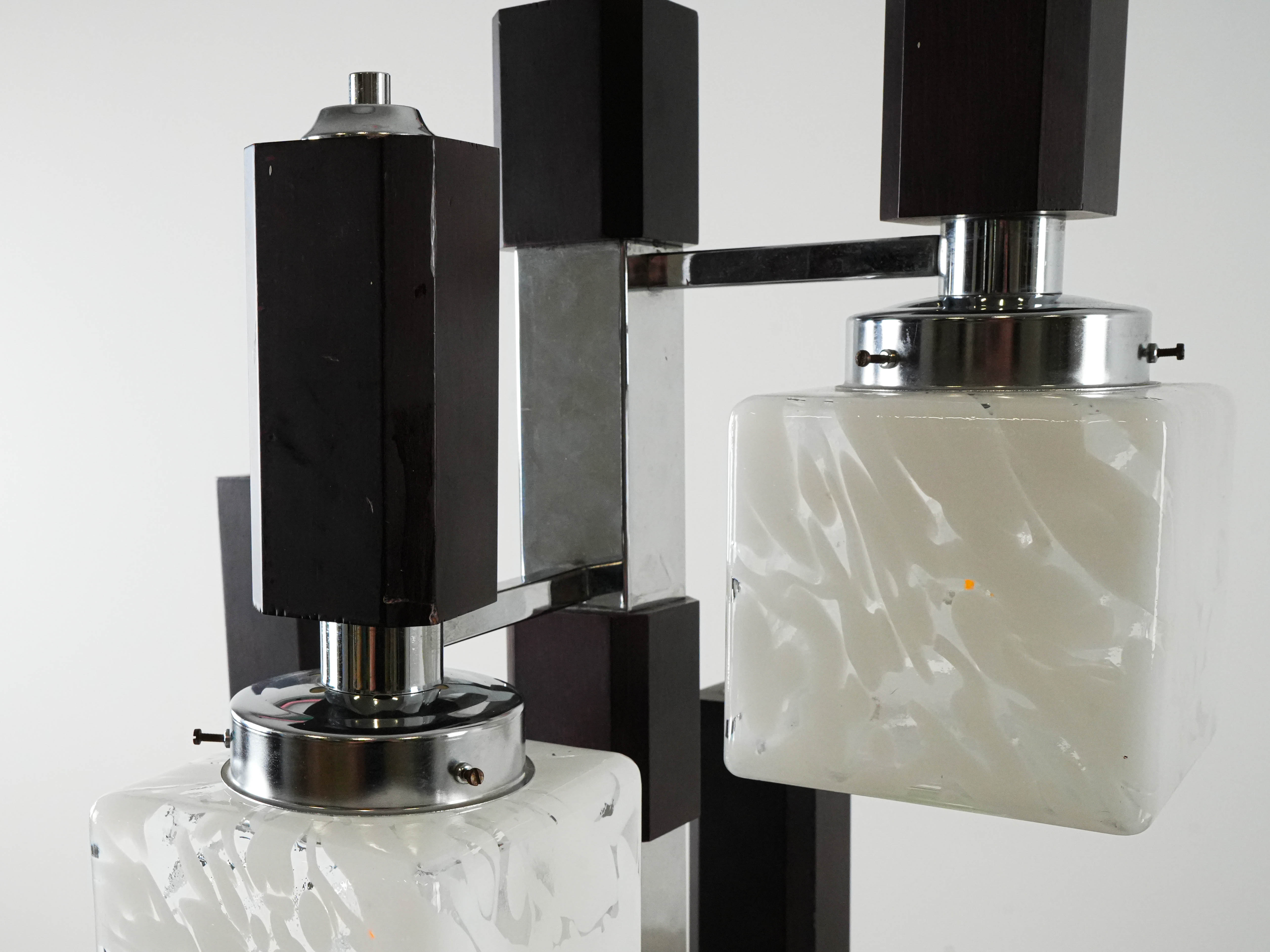 Hängelampe Glas Metall 1970er Jahre