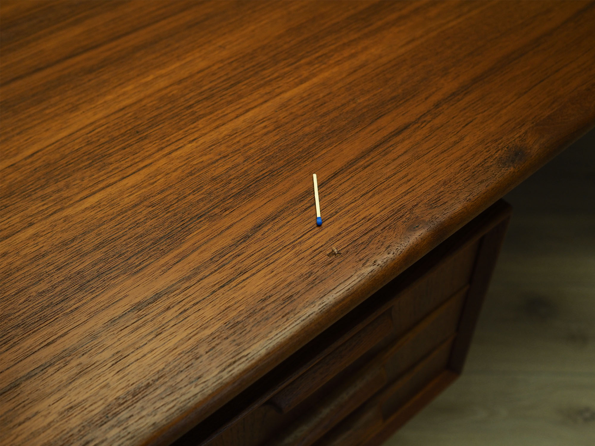 Teak desk wood veneer 1970s 
